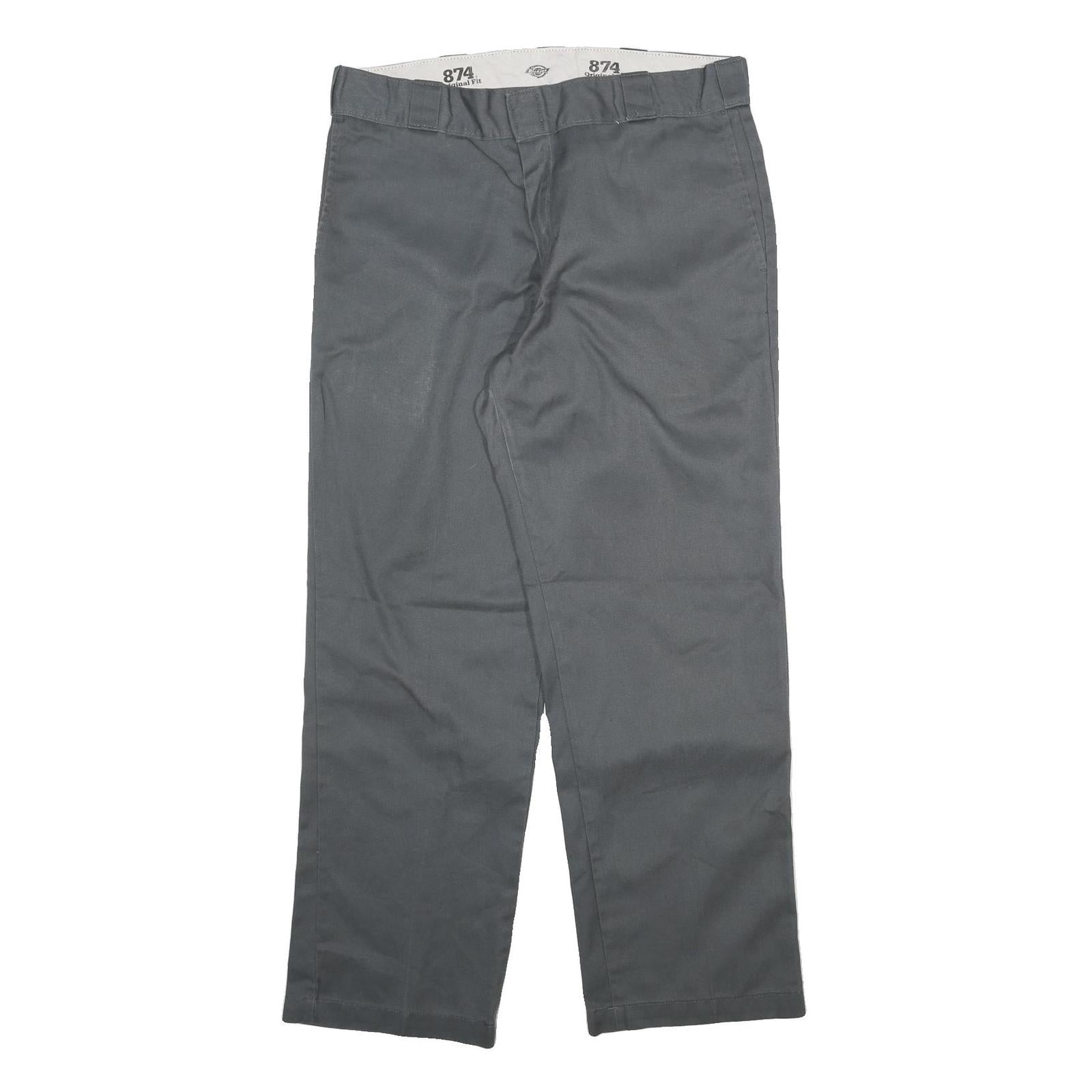 DICKIES Mens Cotton Blend Grey Regular Fit Straight Leg Trousers W34 L29 Refurbished - N/A refurbished available on Cerqular