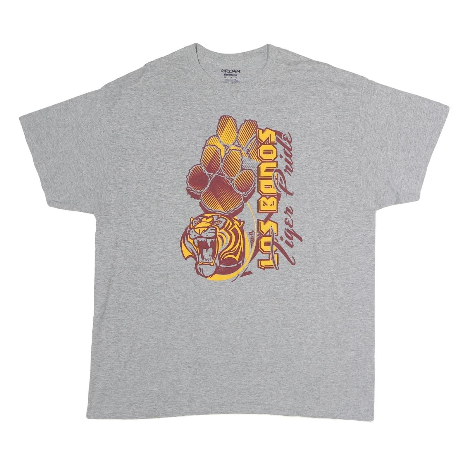 GILDAN Mens Grey Los Banos Tiger Pride Graphic T-Shirt XL Short Sleeve Crew Neck Refurbished - N/A refurbished available on Cerqular