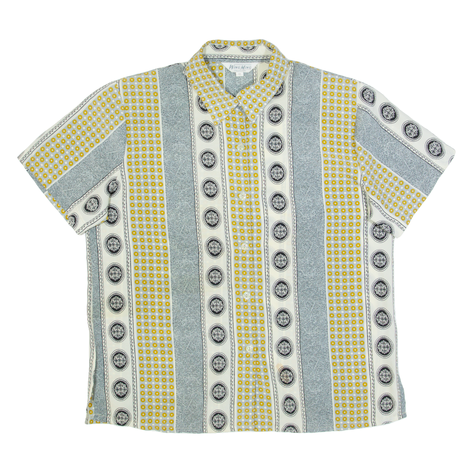 WING MING Womens Shirt Blue Crazy Pattern M Refurbished - N/A refurbished available on Cerqular