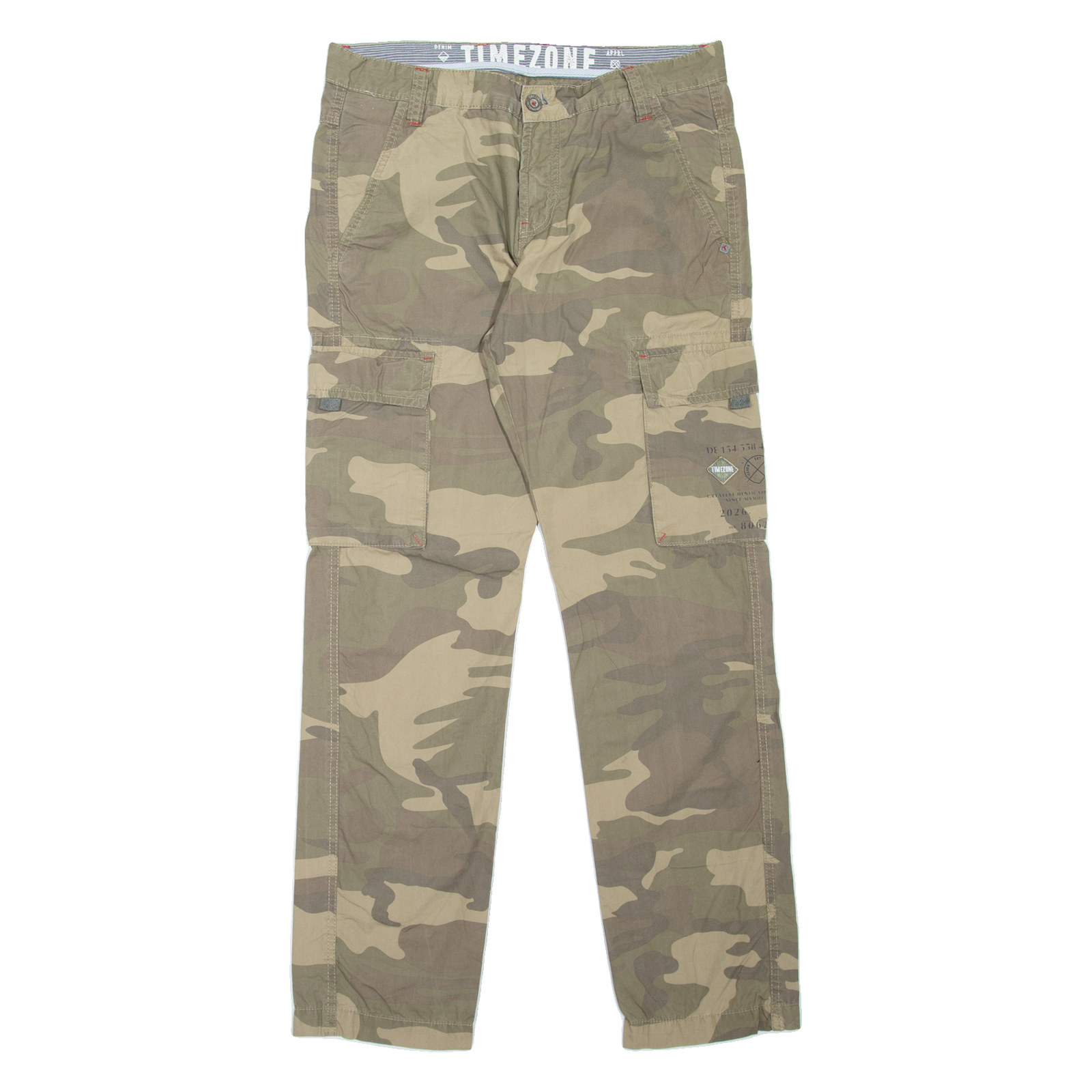 TIMEZONE Henny Camo Cargo Mens Trousers Beige Regular Tapered W33 L33 Refurbished - N/A refurbished available on Cerqular