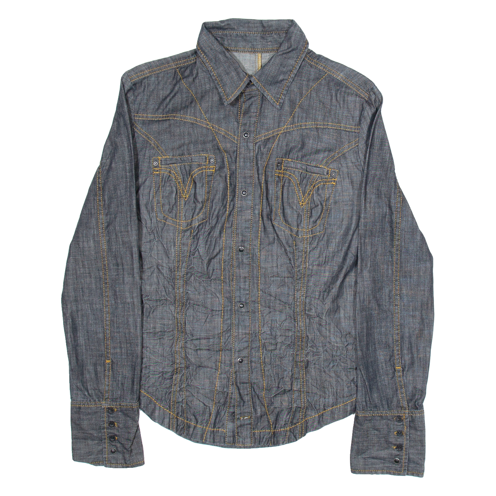 Mens Denim Shirt Black Long Sleeve S Refurbished - N/A refurbished available on Cerqular