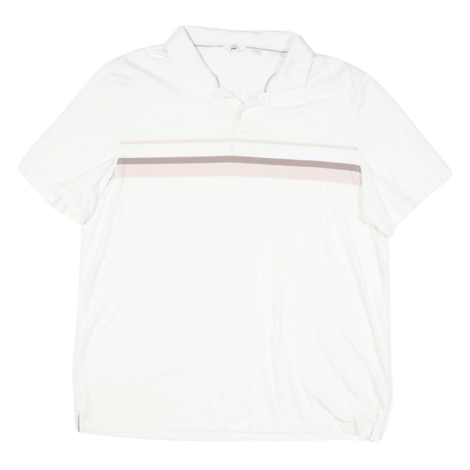 CALVIN KLEIN Mens White & Taupe Stripe Short Sleeve Polo Shirt XL Casual Refurbished - N/A refurbished available on Cerqular