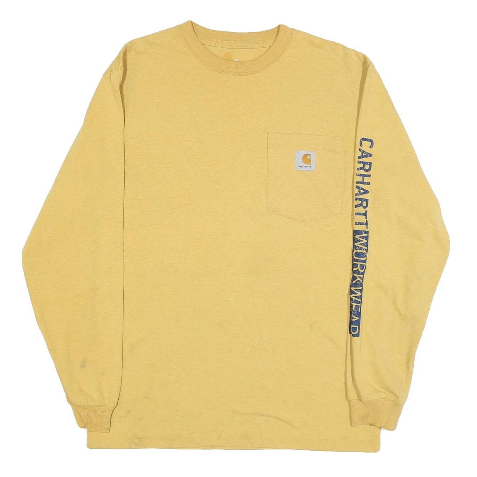 CARHARTT Mens Yellow & Blue Long Sleeve Crew Neck Pocket T-Shirt S Cotton Refurbished - N/A refurbished available on Cerqular