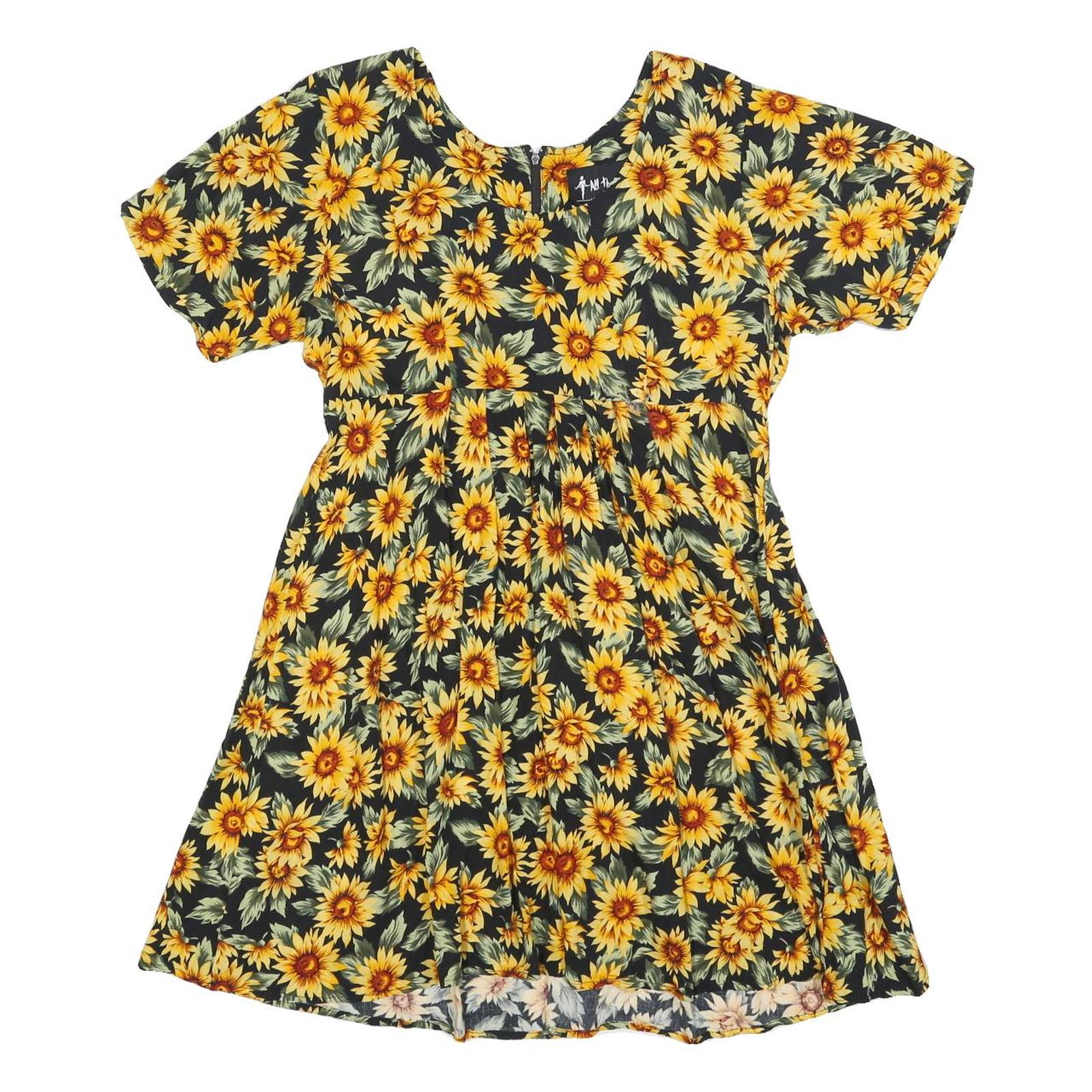 ALL THAT JAZZ Womens Black & Yellow Floral Day Cotton Blend Dress Short Sleeve S Refurbished - N/A refurbished available on Cerqular