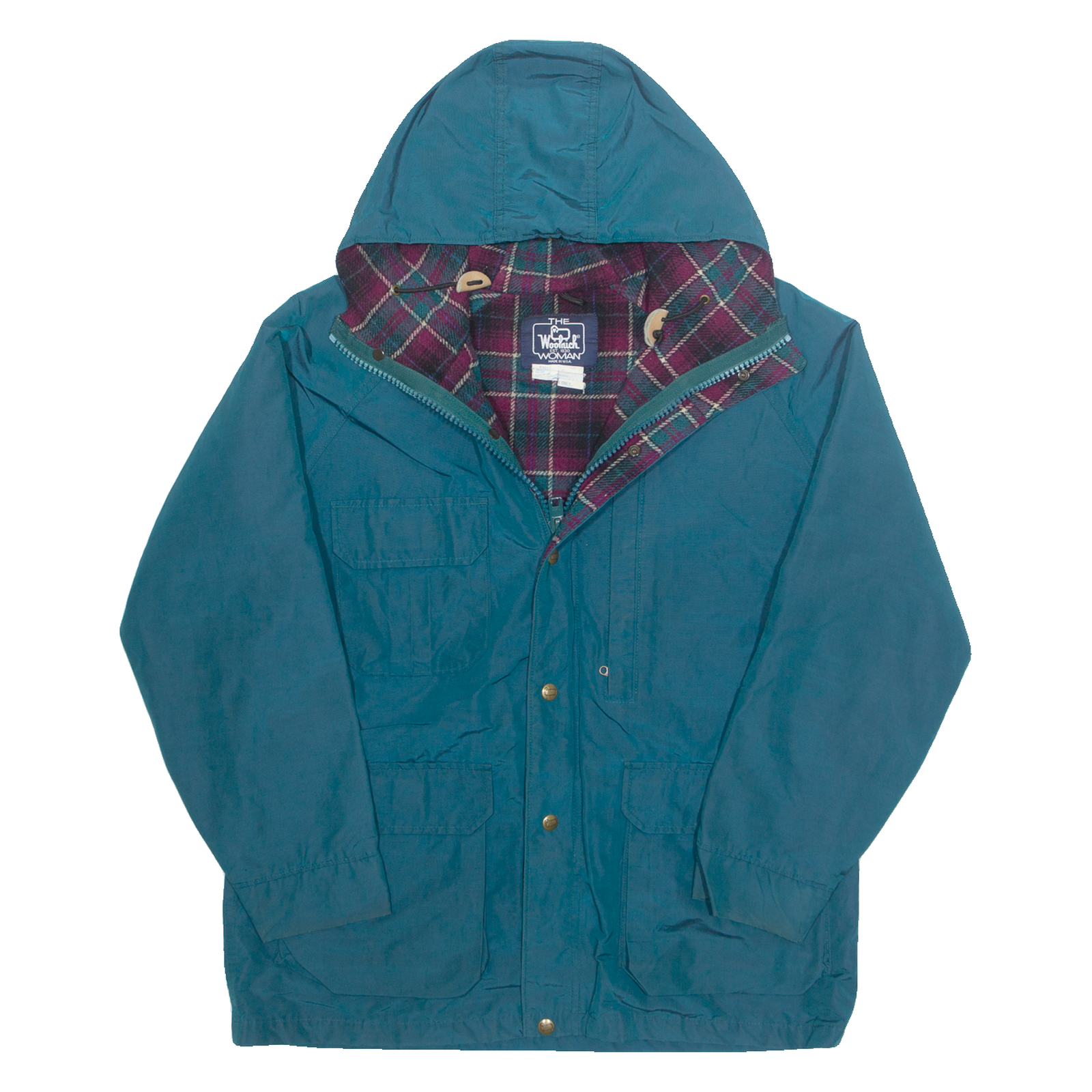 WOOLRICH Lined Womens Rain Jacket Blue 90s Hooded L Refurbished - N/A refurbished available on Cerqular