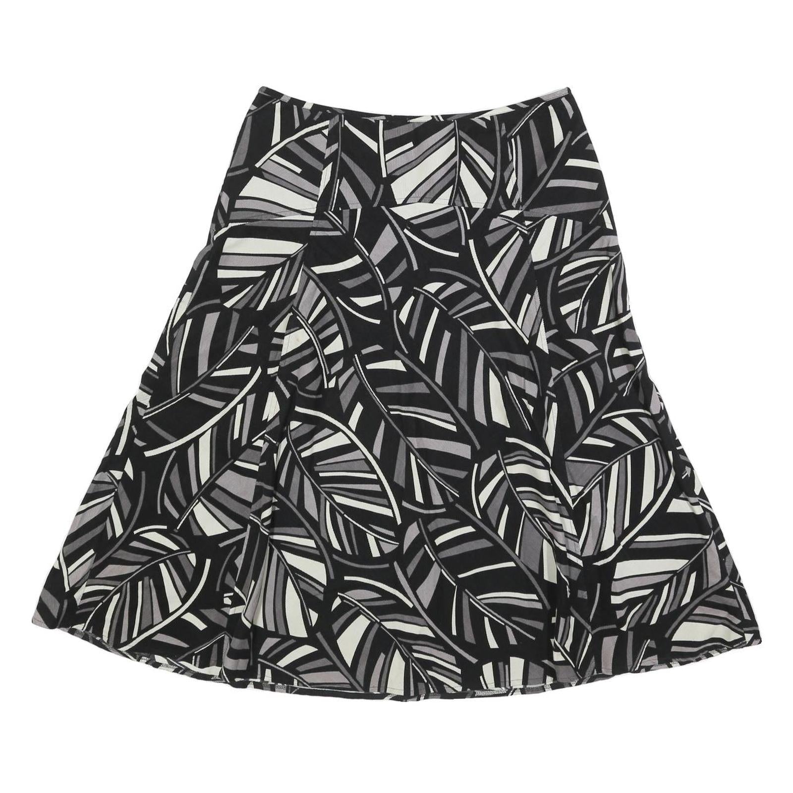 MONSOON Womens Black White & Grey Leaf Print A-Line Midi Cotton Blend Skirt M Refurbished - N/A refurbished available on Cerqular