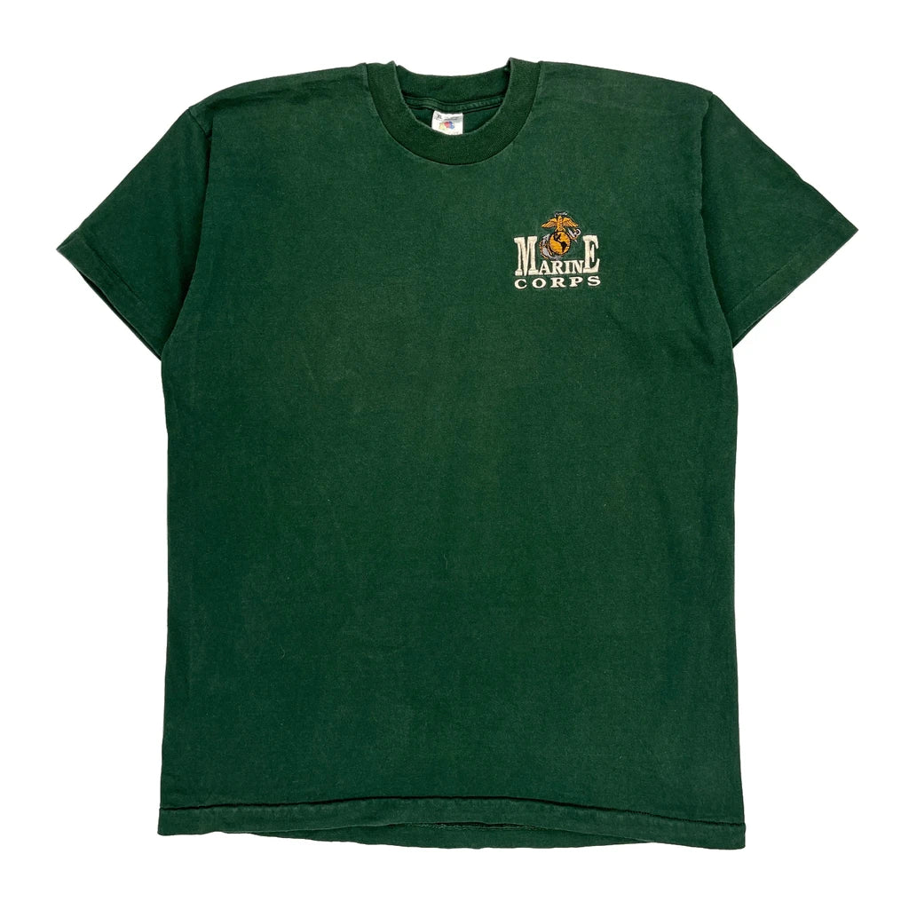 Marine Corps Fruit Of The Loom Single Stitch T-Shirt - XL Green Cotton Refurbished - Thrifted (note: this is a term often used to describe second- refurbished available on Cerqular