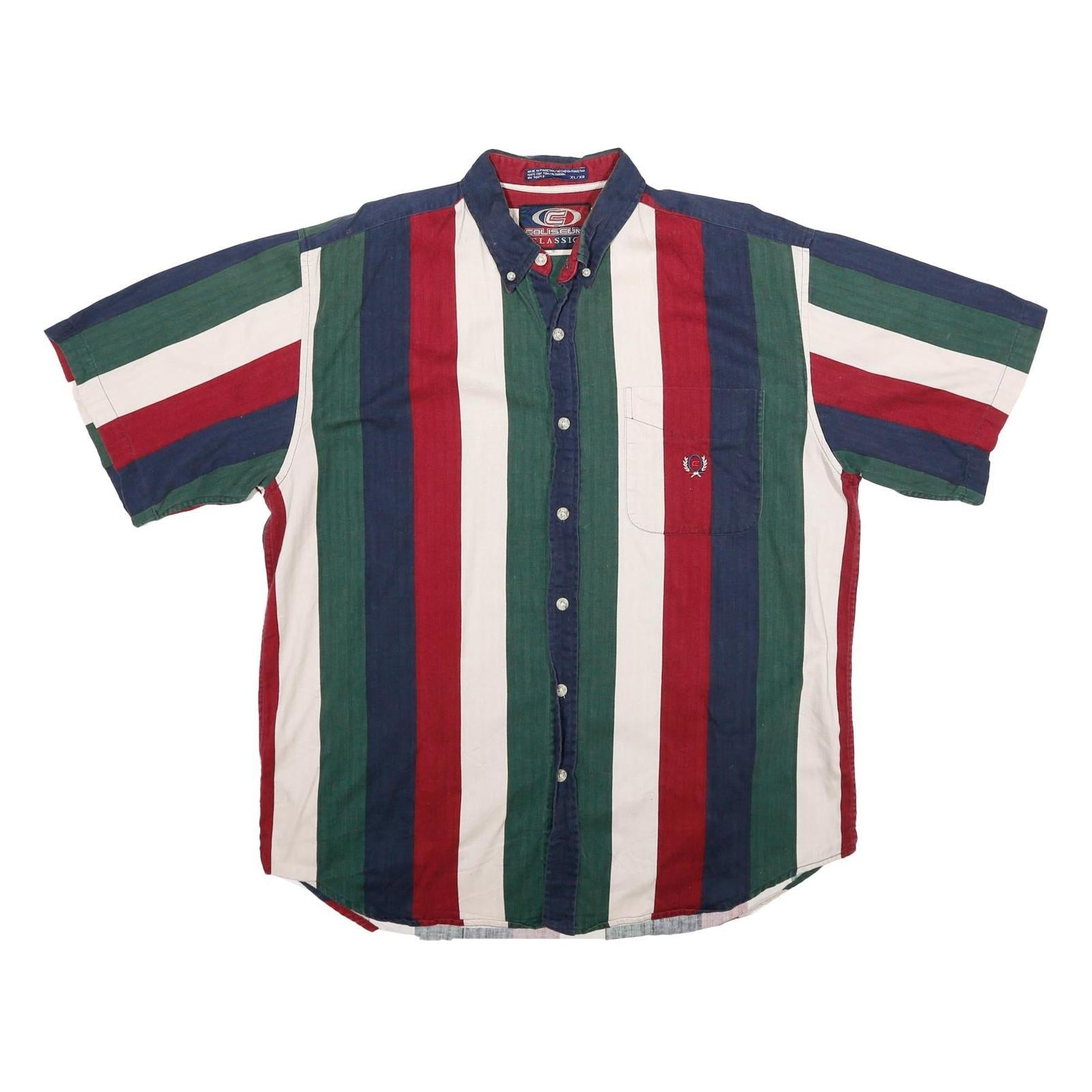 COLISEUM CLASSIC Mens Blue & Red & Green & White Stripe Shirt XL Cotton Button Refurbished - N/A refurbished available on Cerqular