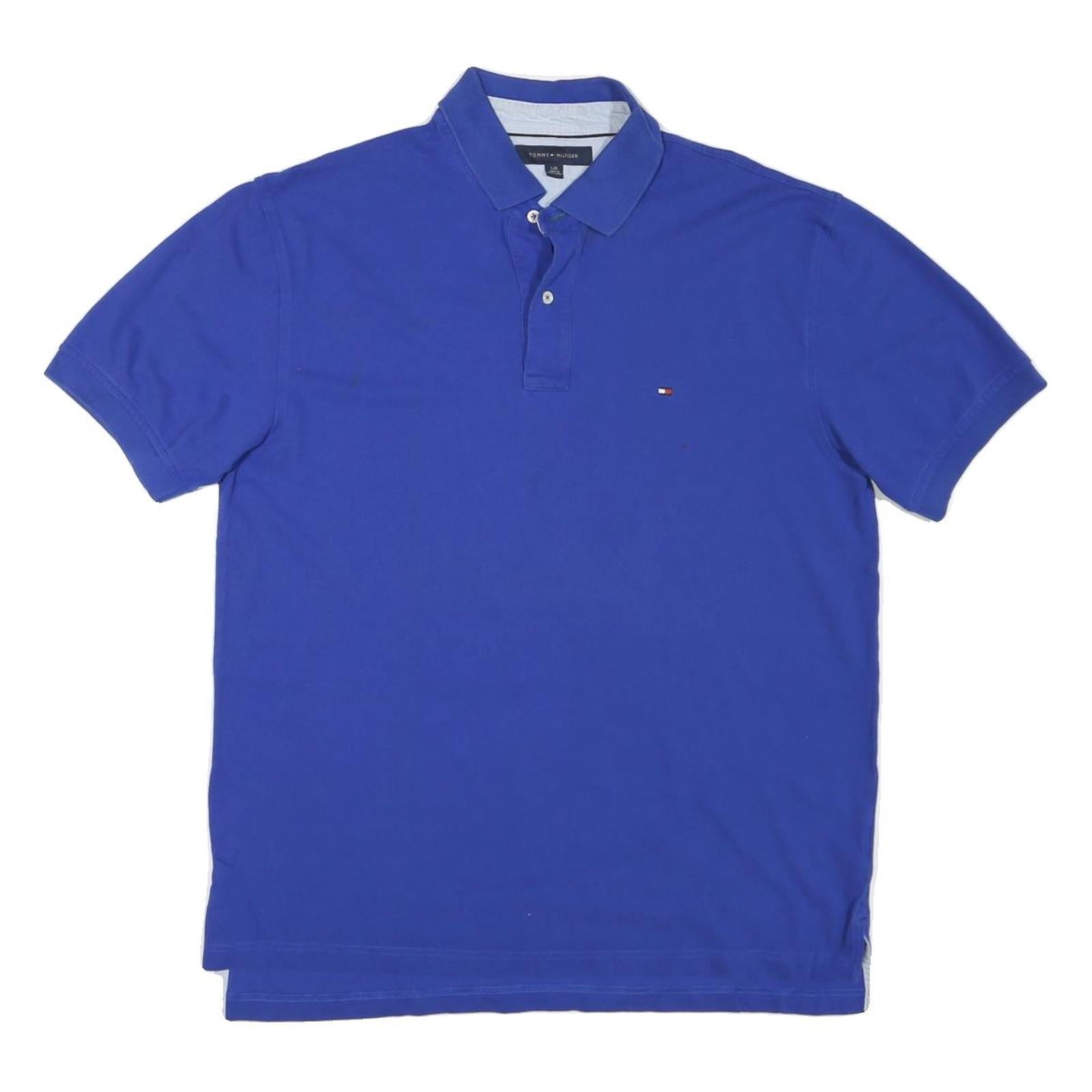 TOMMY HILFIGER Mens Blue Short Sleeve Polo Shirt L Classic Cotton Blend Refurbished - N/A refurbished available on Cerqular