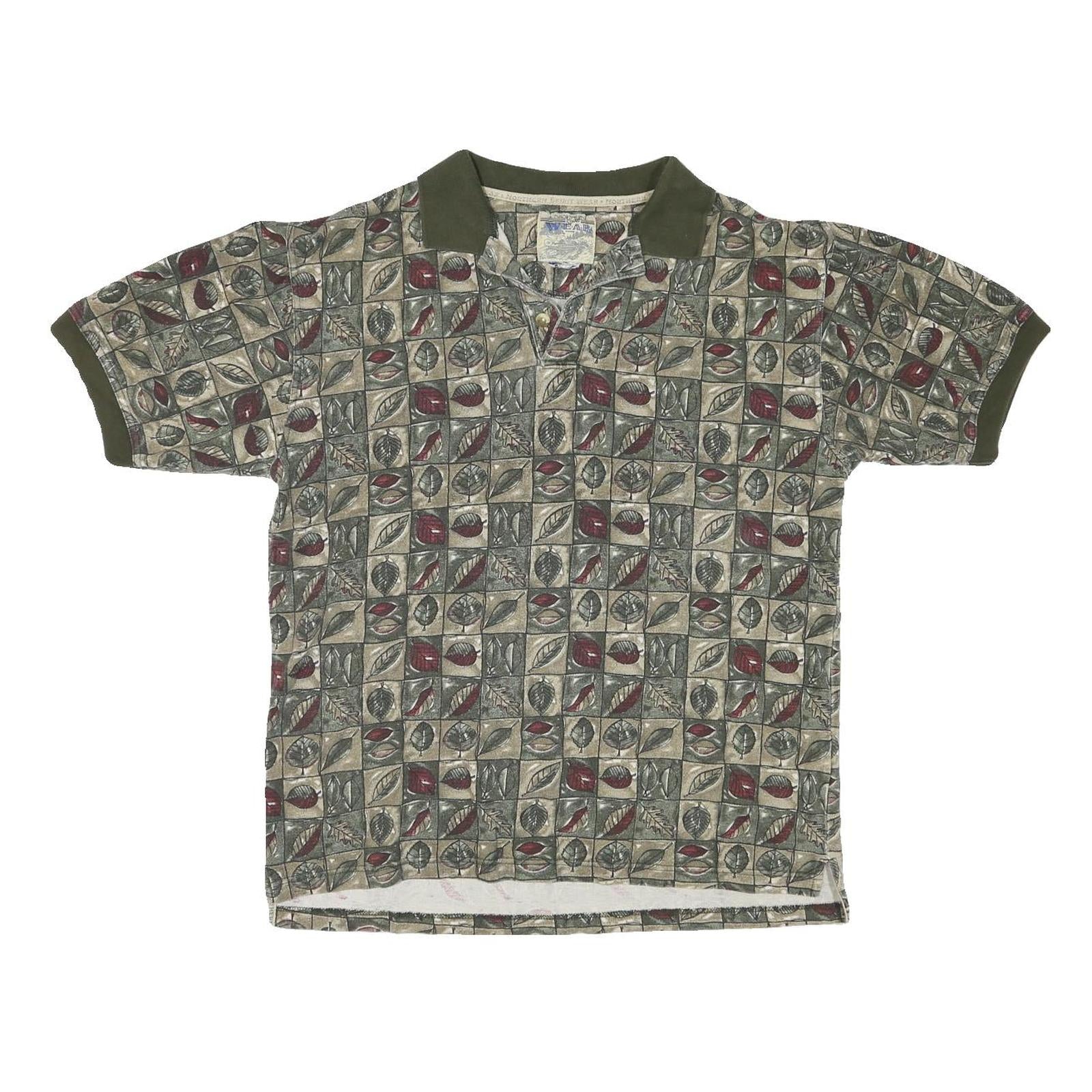 NORTHERN SPIRIT Mens Green & Beige Leaf Print Short Sleeve Polo Shirt M Casual Refurbished - N/A refurbished available on Cerqular