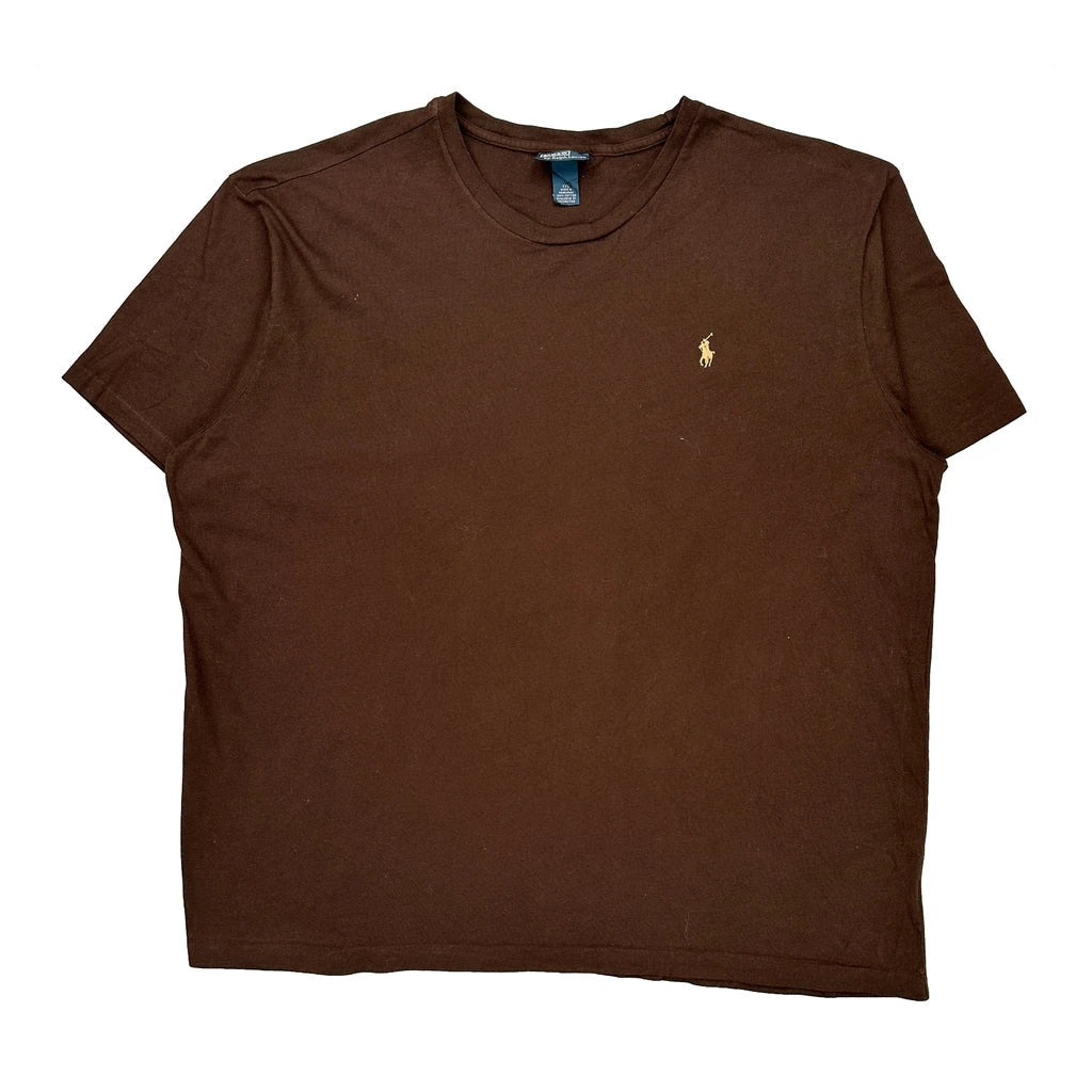 Polo By Ralph Lauren T-Shirt - 2XL Brown Cotton Refurbished - Thrifted (note: this is a term often used to describe second- refurbished available on Cerqular