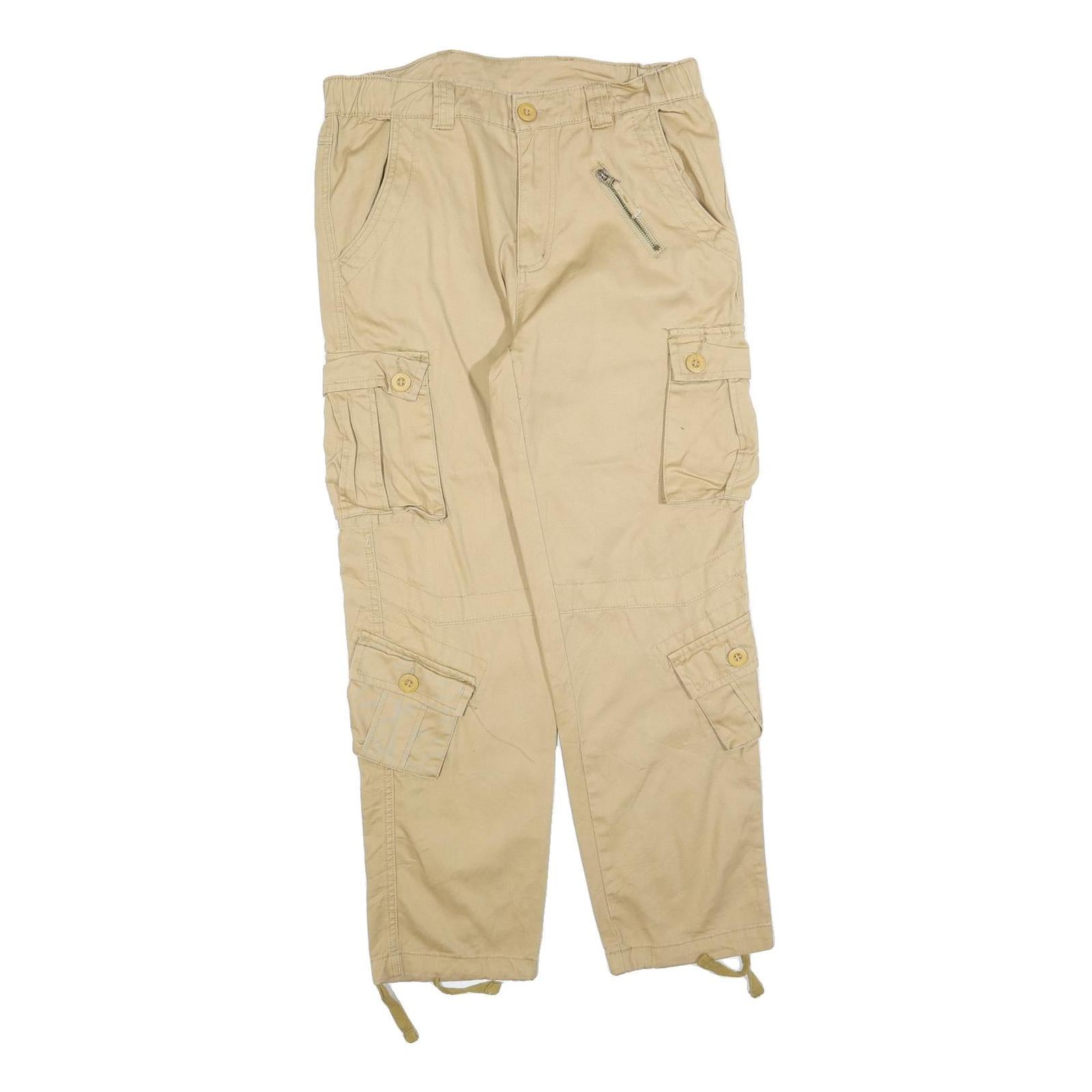 AKARMY Womens Beige Regular Fit Cargo Trousers W32 L28 Cotton Blend Zip Pocket Refurbished - N/A refurbished available on Cerqular