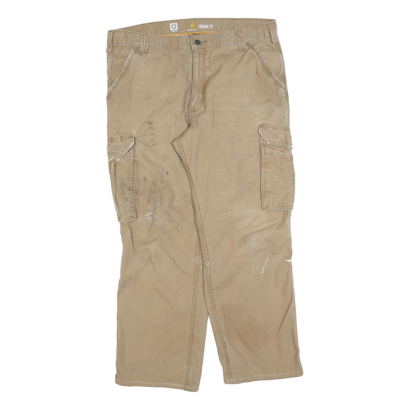 CARHARTT Mens Cotton Blend Beige Regular Fit Straight Leg Trousers W38 L29 Refurbished - N/A refurbished available on Cerqular