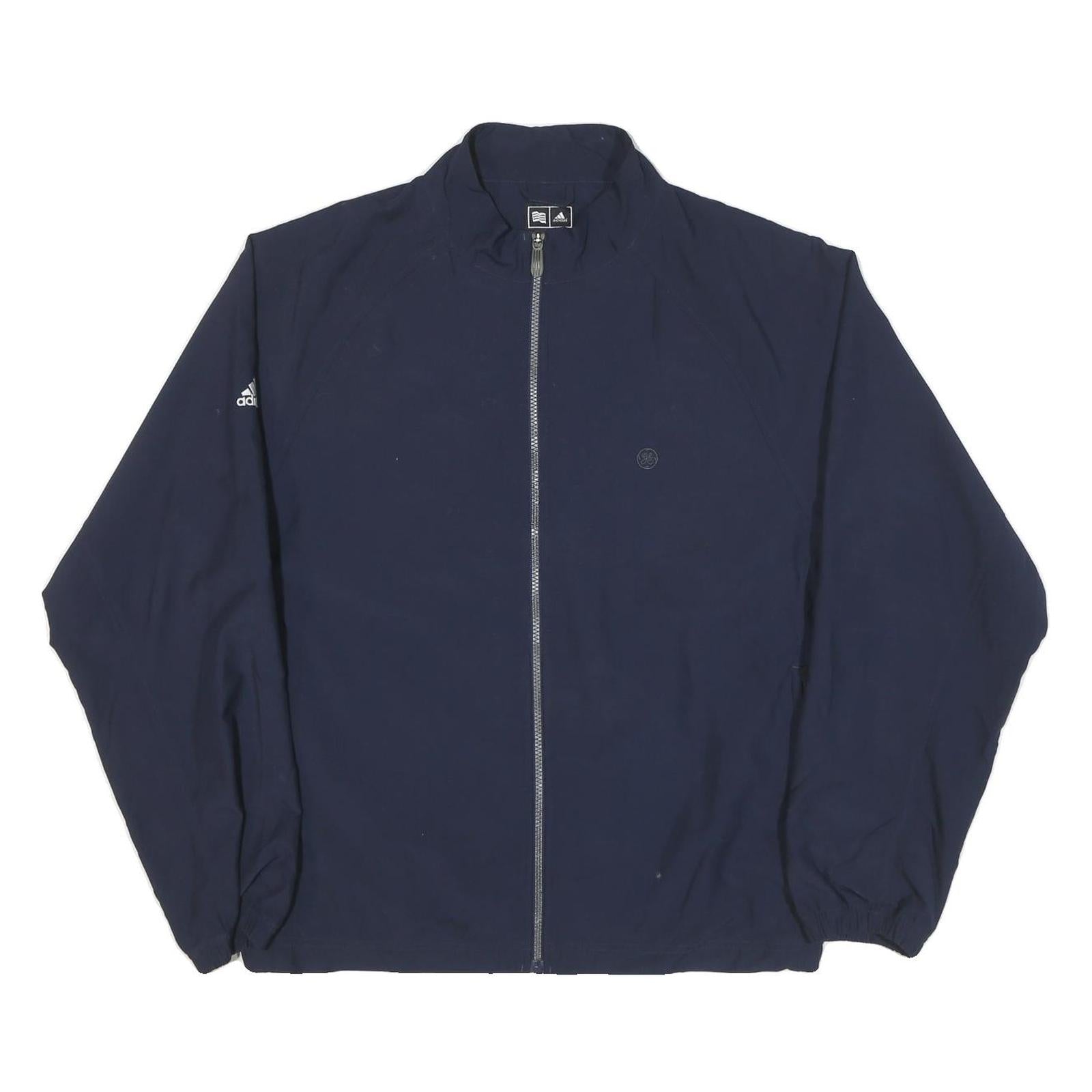 ADIDAS Mens Navy Blue Sports Jacket L Polyester Plain Zip Lightweight Refurbished - N/A refurbished available on Cerqular