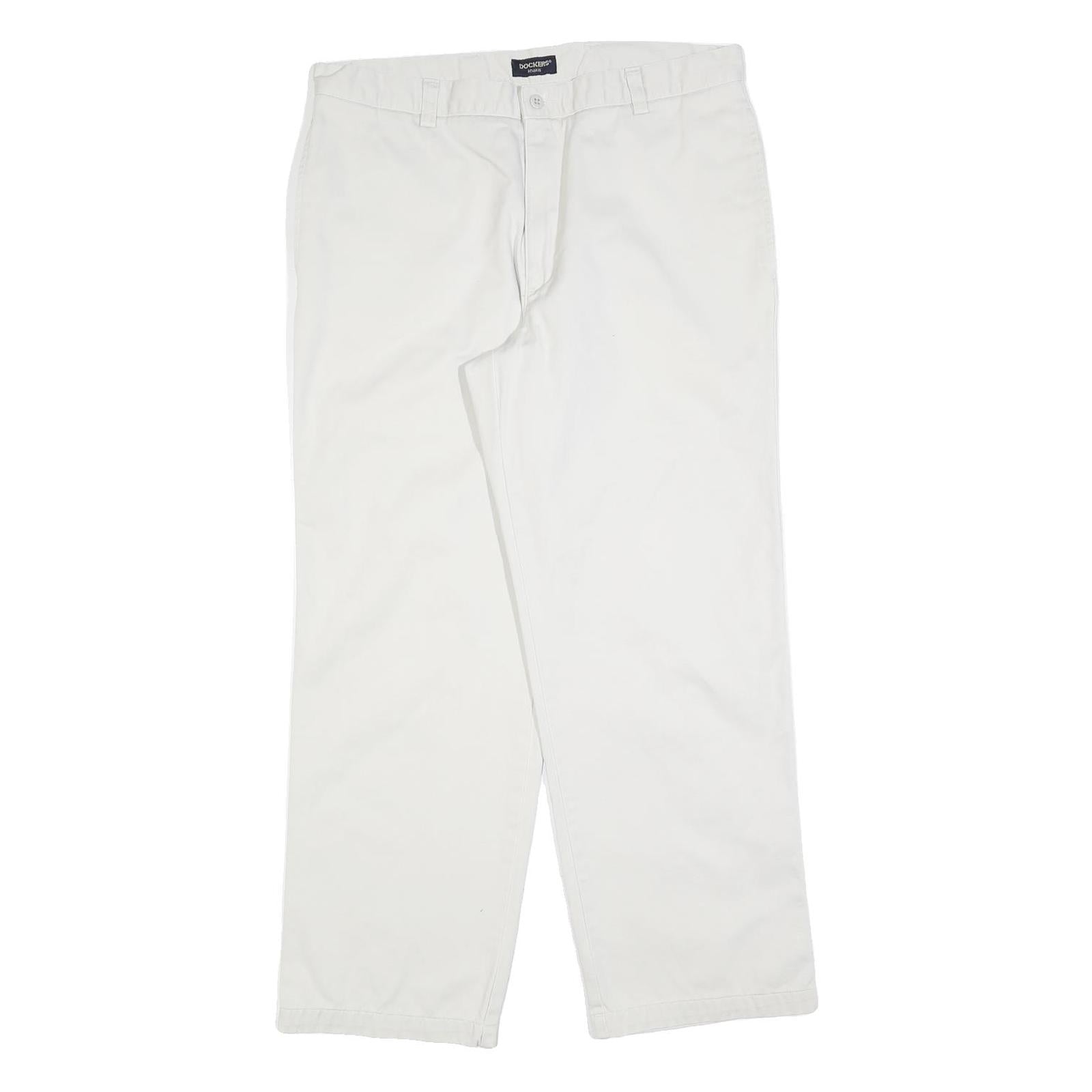DOCKERS Mens Cotton Blend White Regular Straight Trousers W36 L30 Classic Zip Refurbished - N/A refurbished available on Cerqular