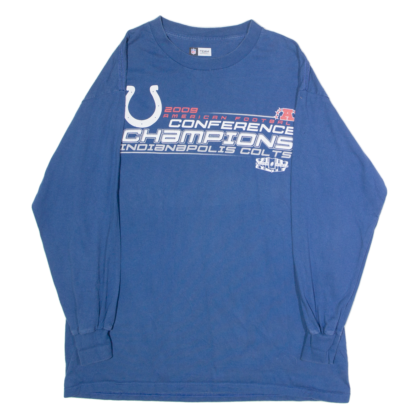 NFL Indianapolis Colts 2009 AFC Champions Mens T-Shirt Blue USA Crew Neck L Refurbished - N/A refurbished available on Cerqular