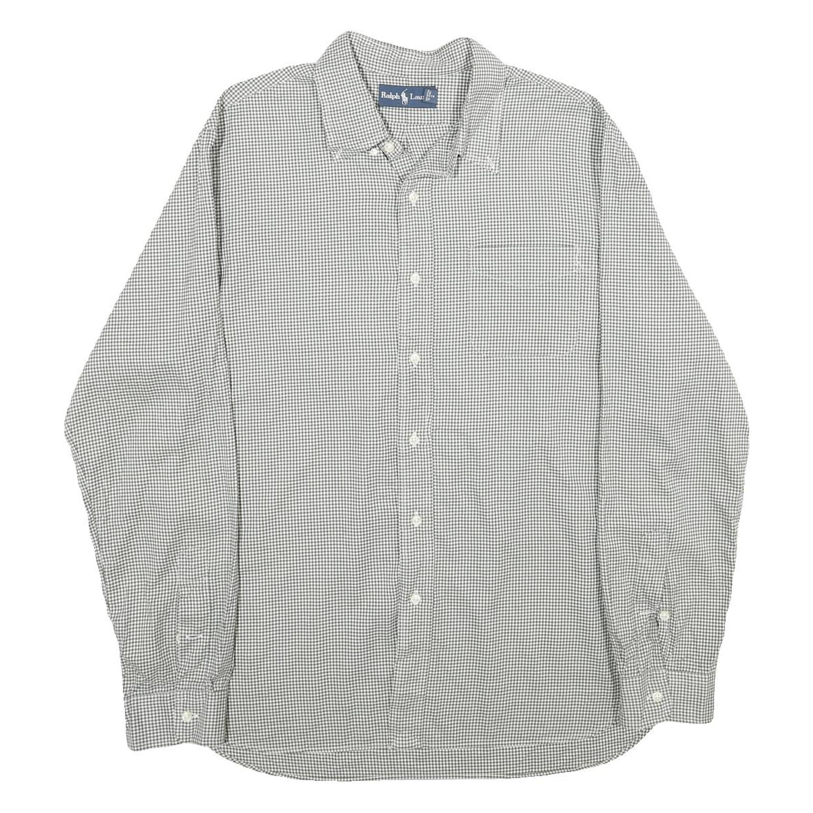 RALPH LAUREN Mens Grey & White Check Shirt L Cotton Casual Classic Refurbished - N/A refurbished available on Cerqular