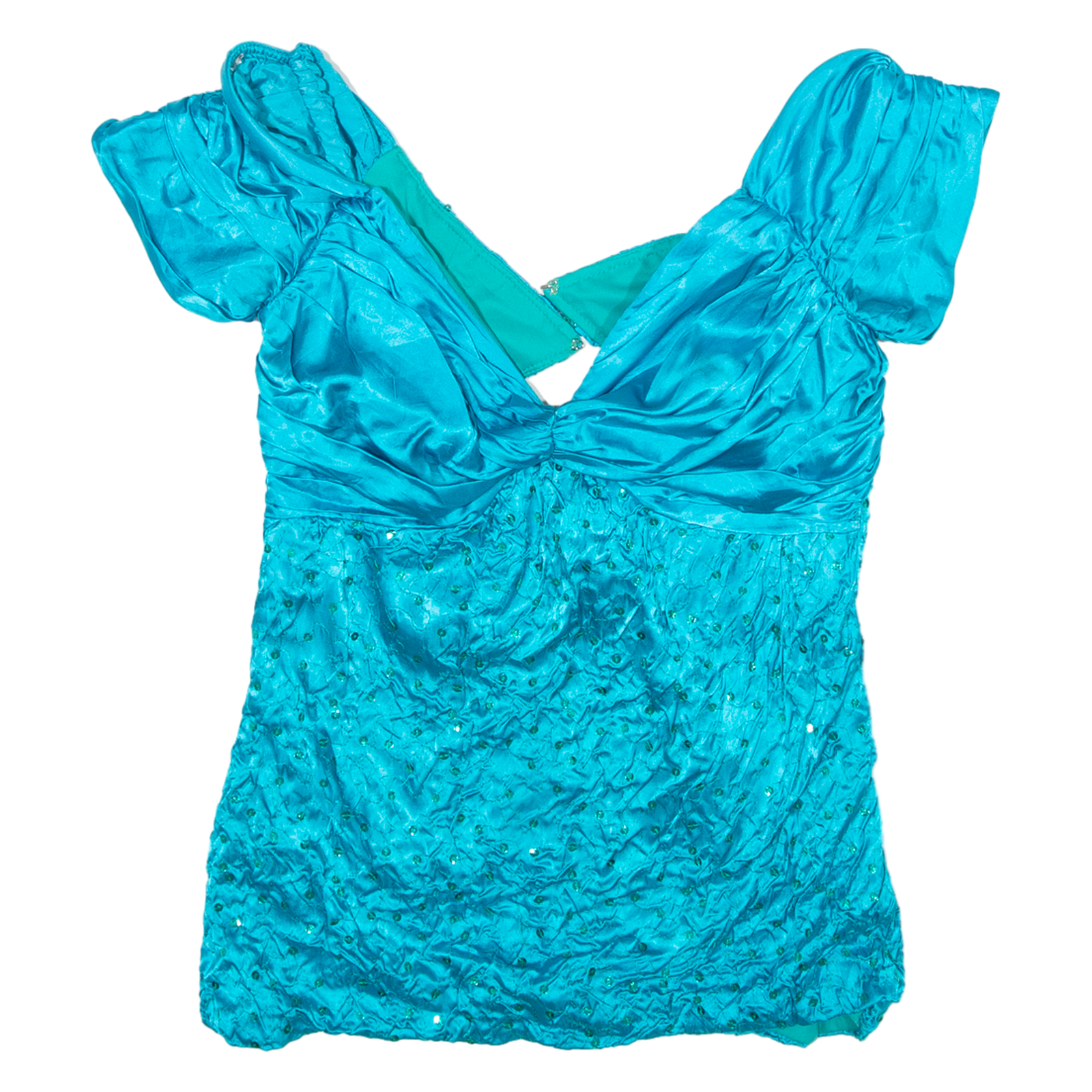 ZUM ZUM Womens Milkmaid Top Green V-Neck XXS Refurbished - N/A refurbished available on Cerqular
