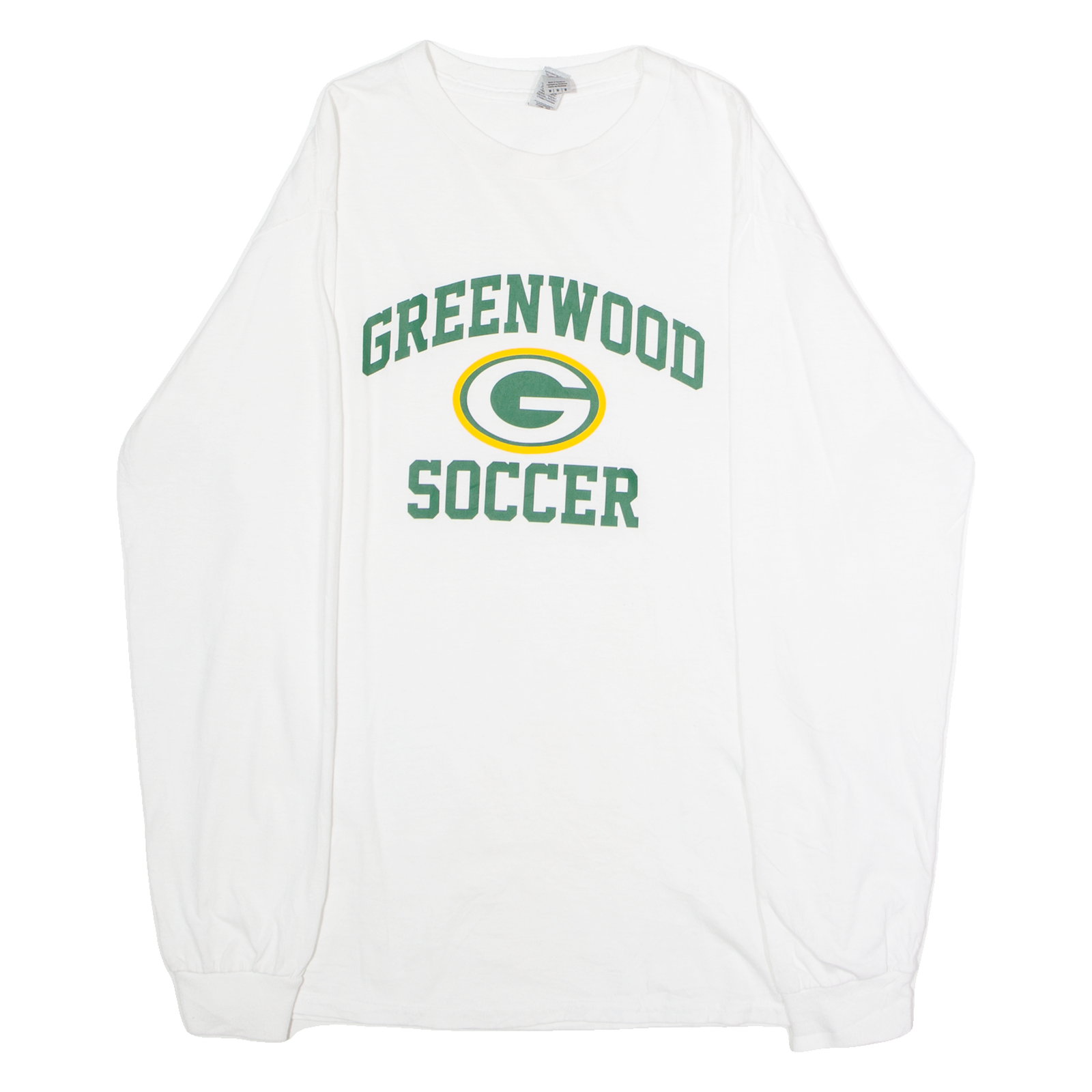 GILDAN Greenwood Soccer Mens T-Shirt White Long Sleeve USA Crew Neck M Refurbished - N/A refurbished available on Cerqular