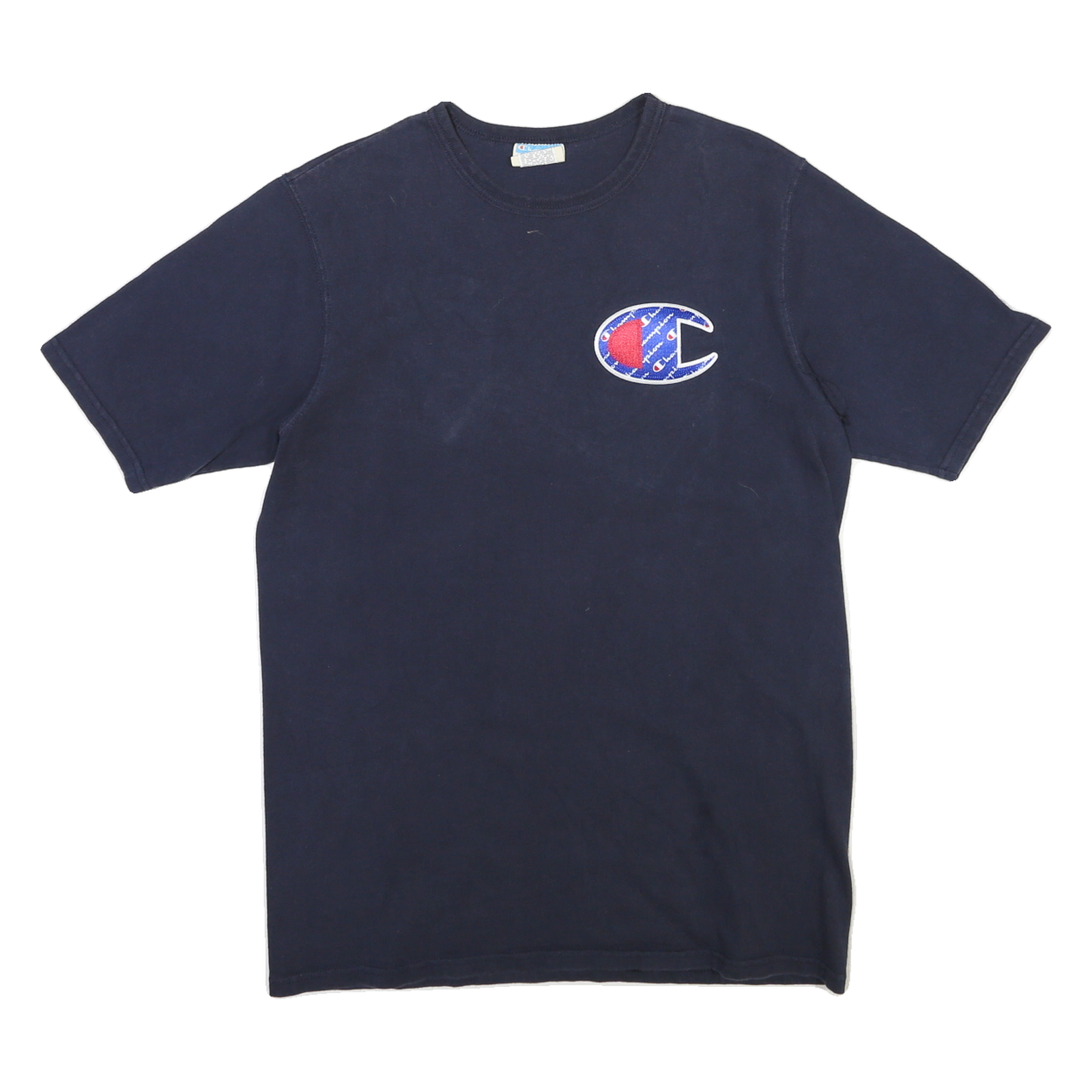 CHAMPION Mens Navy Graphic T-Shirt L Short Sleeve Crew Neck Cotton Blend Casual Refurbished - N/A refurbished available on Cerqular