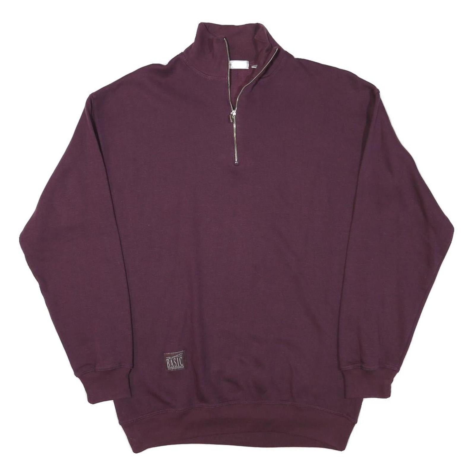JOY SPORTSWEAR Mens Maroon 1/4 Zip Sweatshirt L Casual Cotton Blend Pullover Refurbished - N/A refurbished available on Cerqular