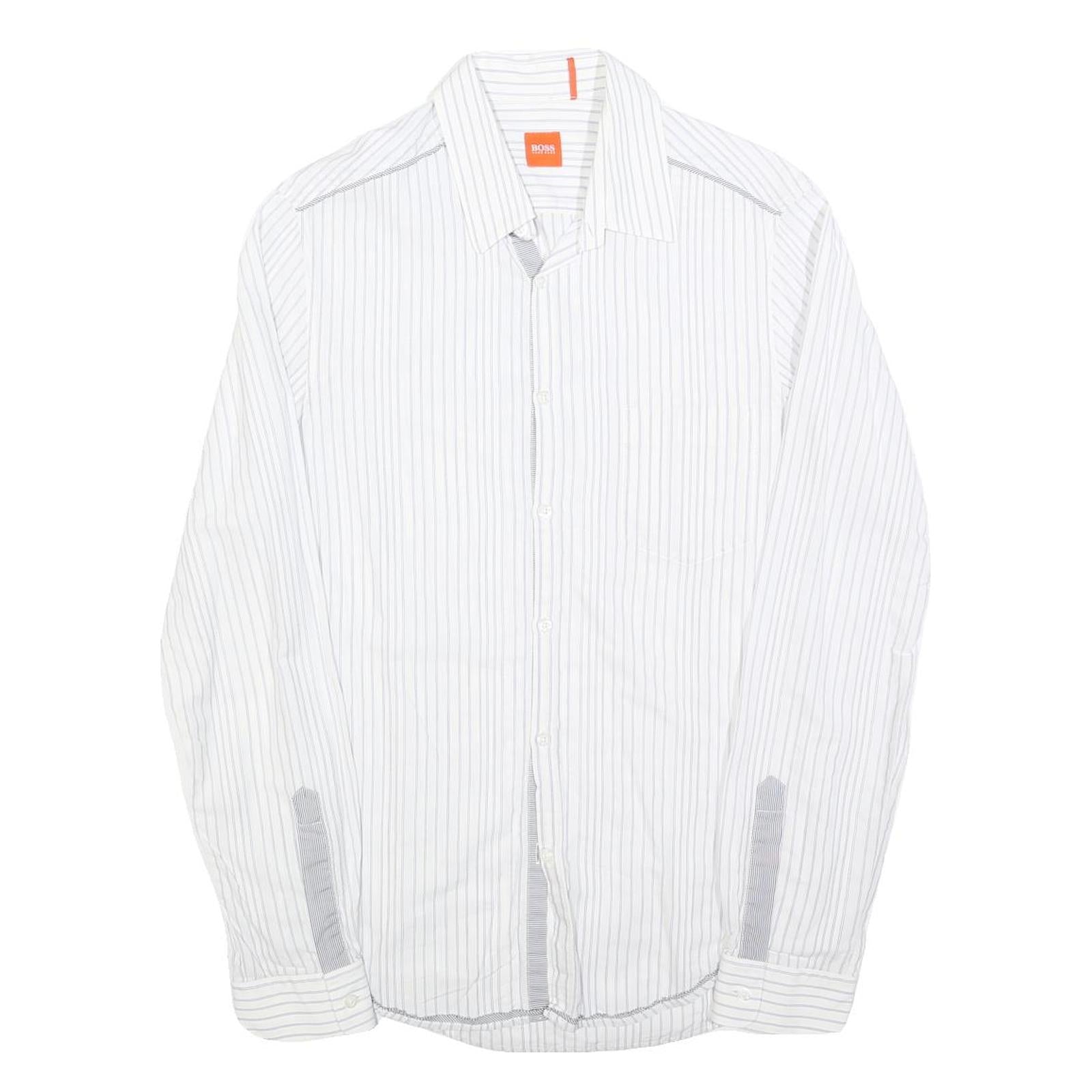 HUGO BOSS Mens White & Grey Stripe Shirt S Cotton Blend Formal Smart Refurbished - N/A refurbished available on Cerqular