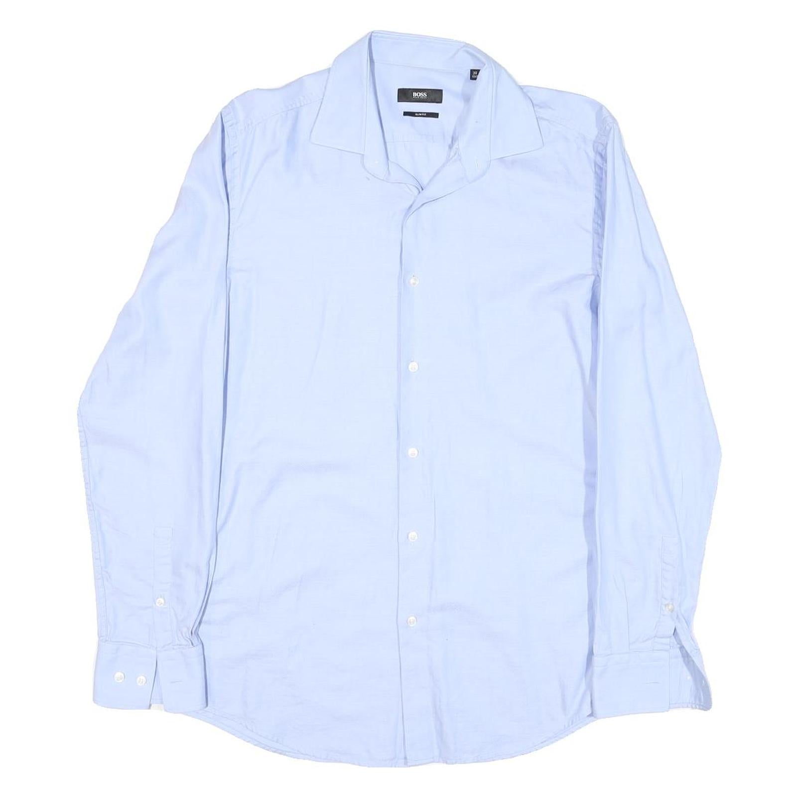 BOSS Mens Blue Shirt M Cotton Blend Classic Formal Button Down Refurbished - N/A refurbished available on Cerqular