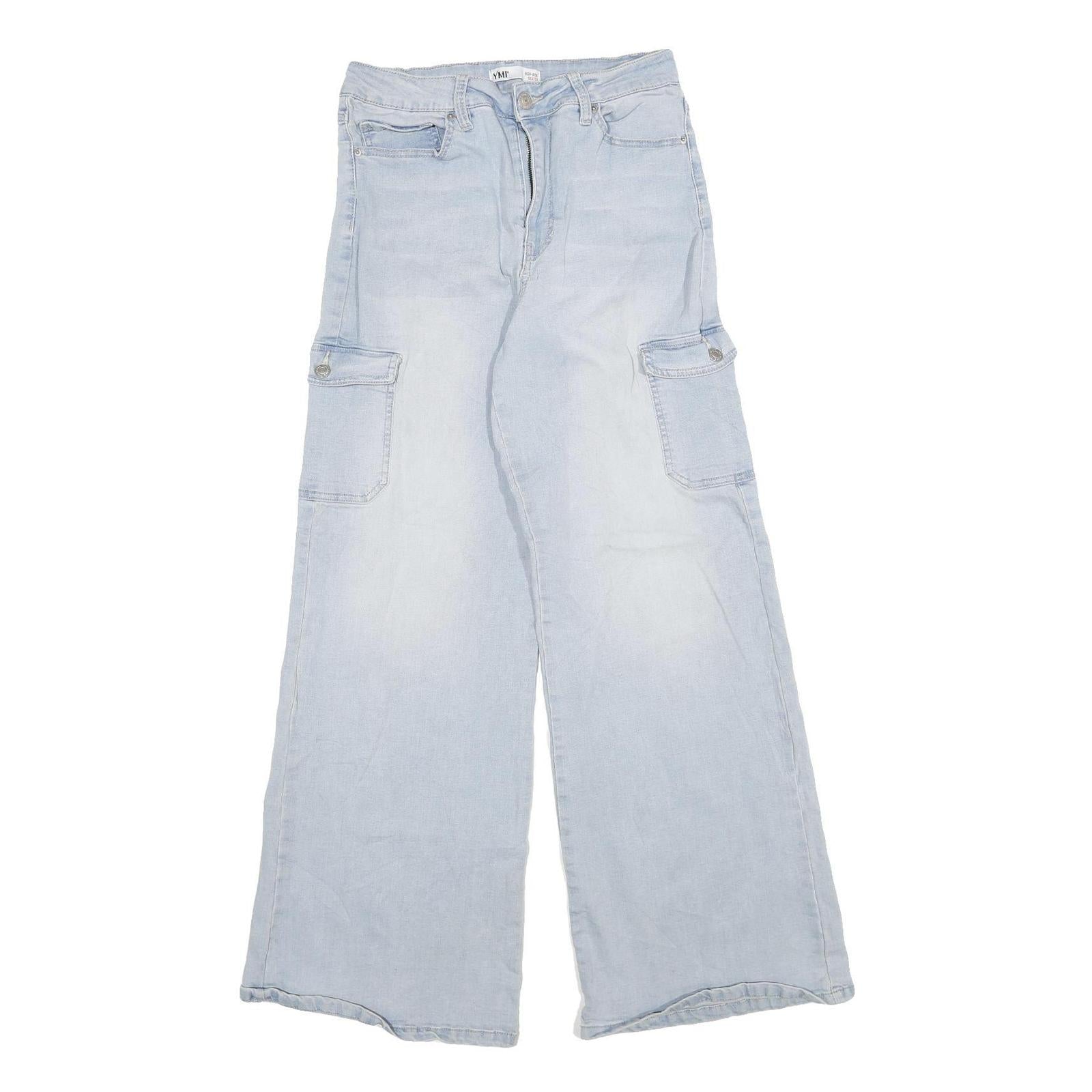 YMI Womens Loose Light Blue Denim Cargo Jeans Cotton Blend W28 L29 Zip Pockets Refurbished - N/A refurbished available on Cerqular