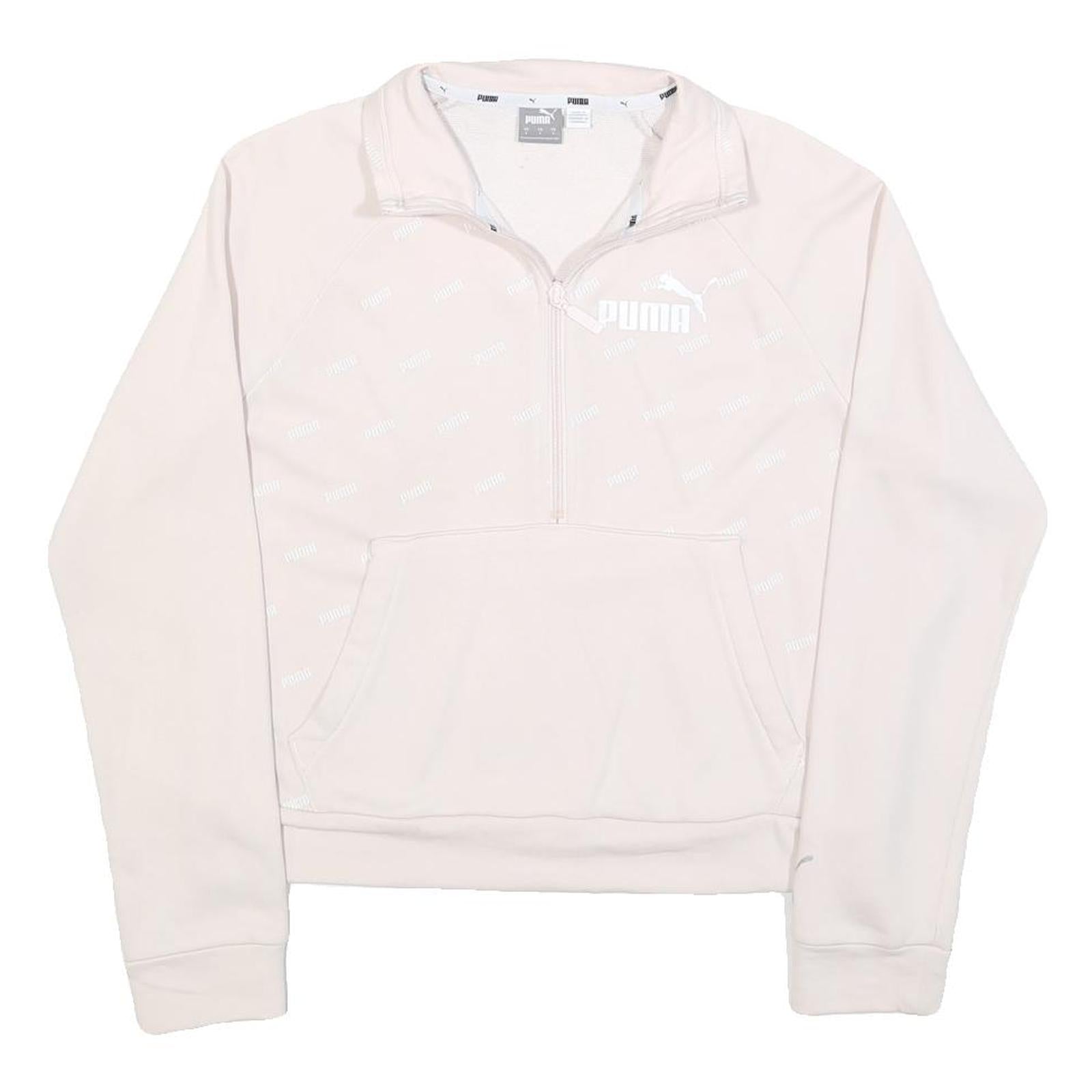 PUMA Womens Pink 1/4 Zip S Sweatshirt Cotton Blend Sportswear Casual Refurbished - N/A refurbished available on Cerqular