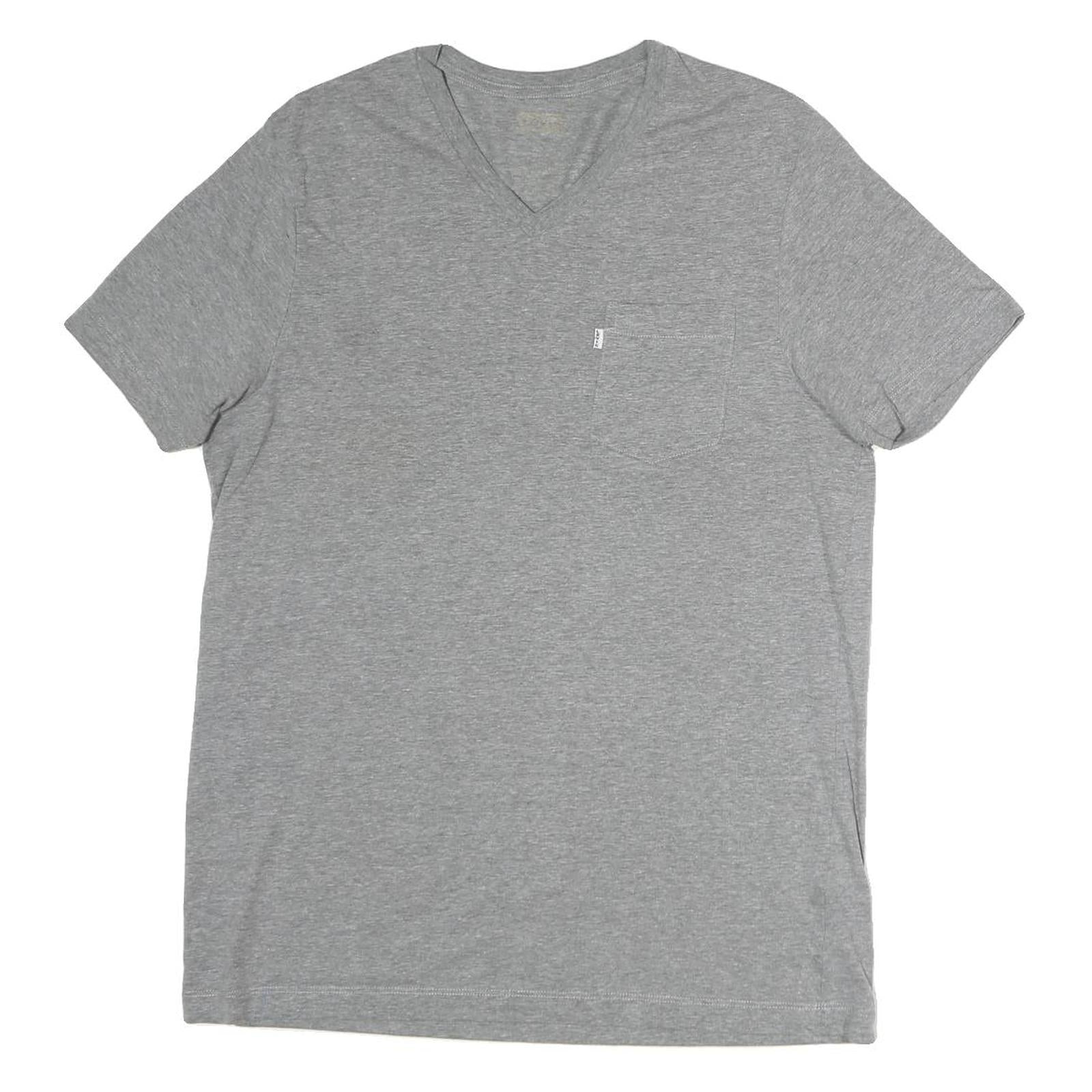 LEVI'S Mens Grey Pocket T-Shirt L Short Sleeve V-Neck Casual Cotton Tee Refurbished - N/A refurbished available on Cerqular