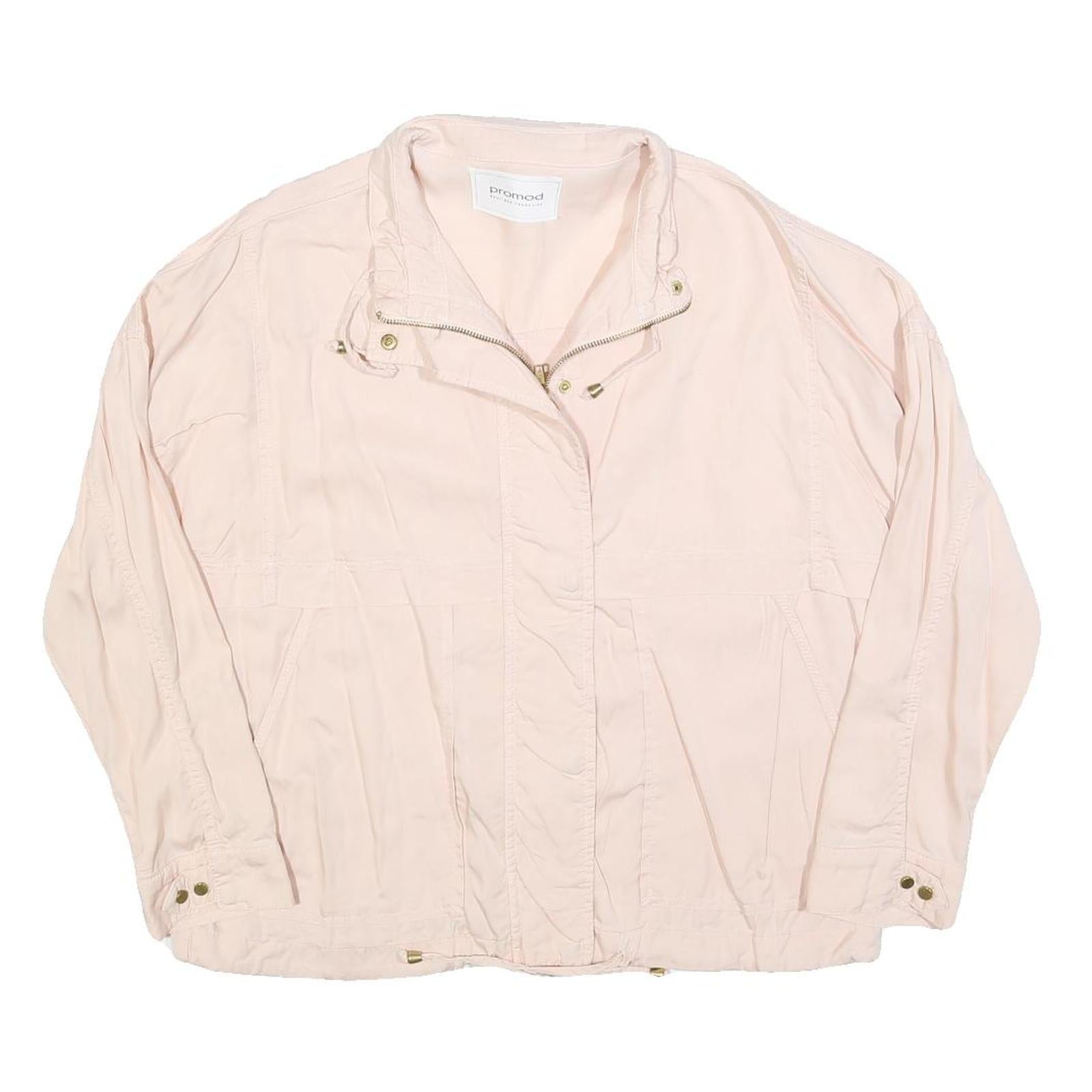 PROMOD Womens Pink Cotton Blend Casual Jacket L Zip Plain Lightweight Relaxed Refurbished - N/A refurbished available on Cerqular