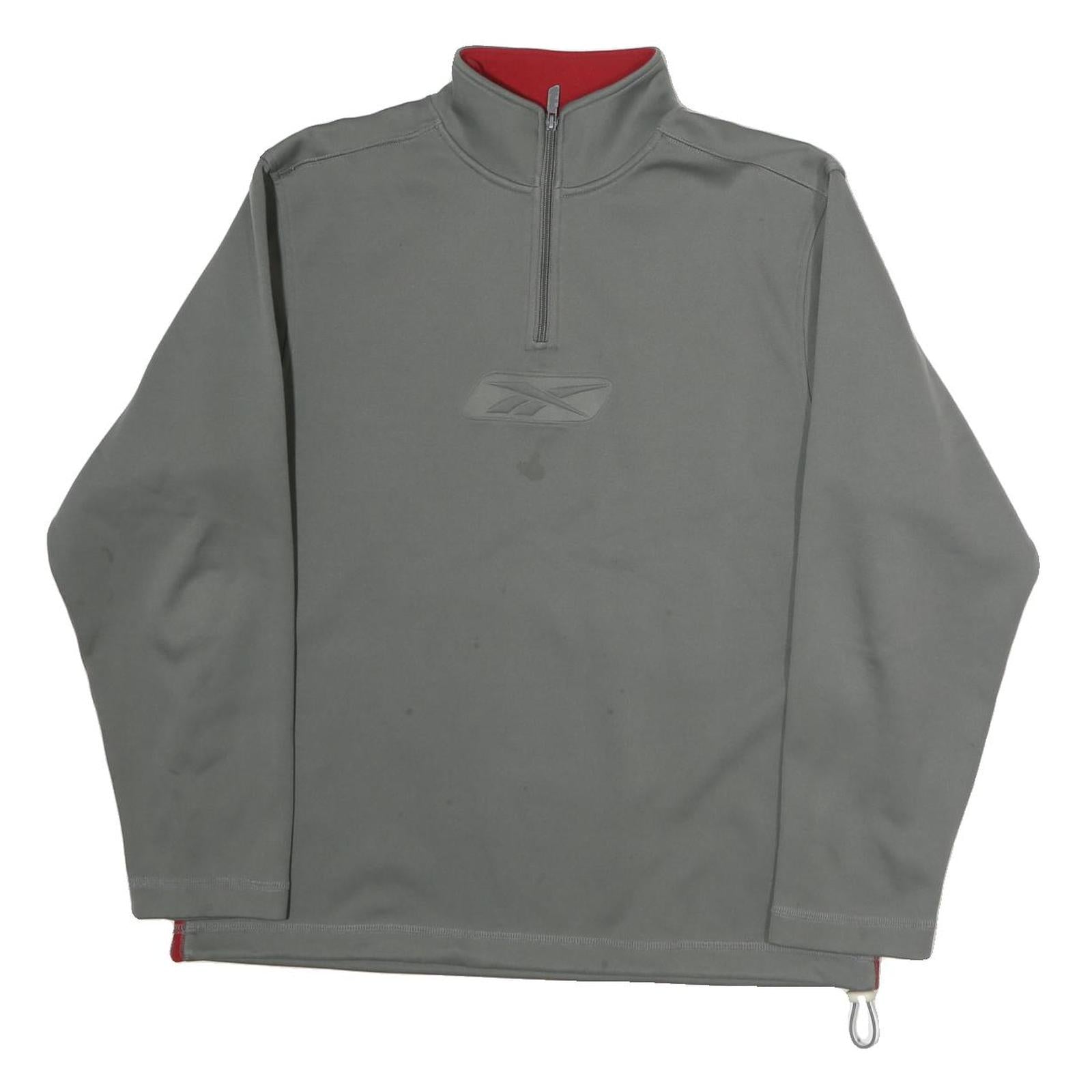 REEBOK Mens Grey 1/4 Zip Sweatshirt L Cotton Pullover Sports Casual Activewear Refurbished - N/A refurbished available on Cerqular