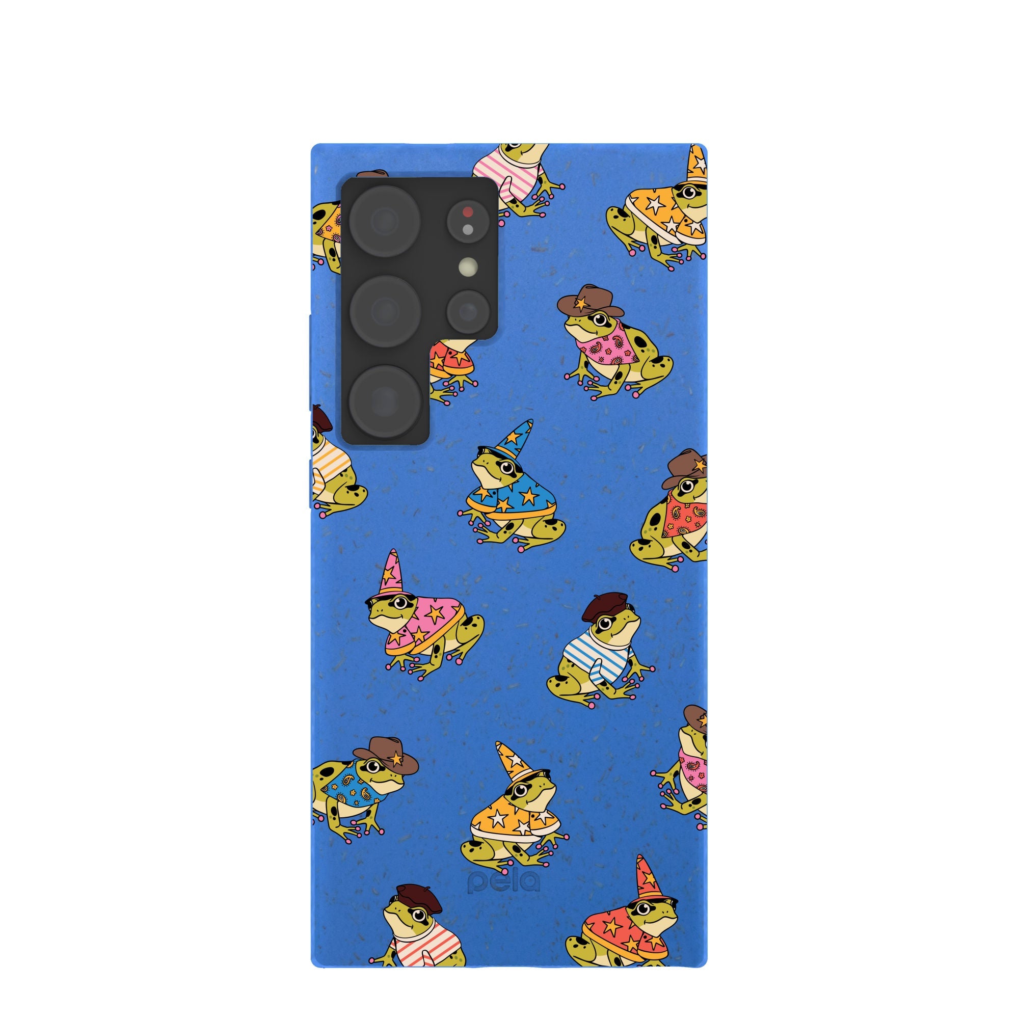 Electric Blue Fancy Frogs Samsung Galaxy S24 Ultra Case Refurbished - Pela Case refurbished available on Cerqular
