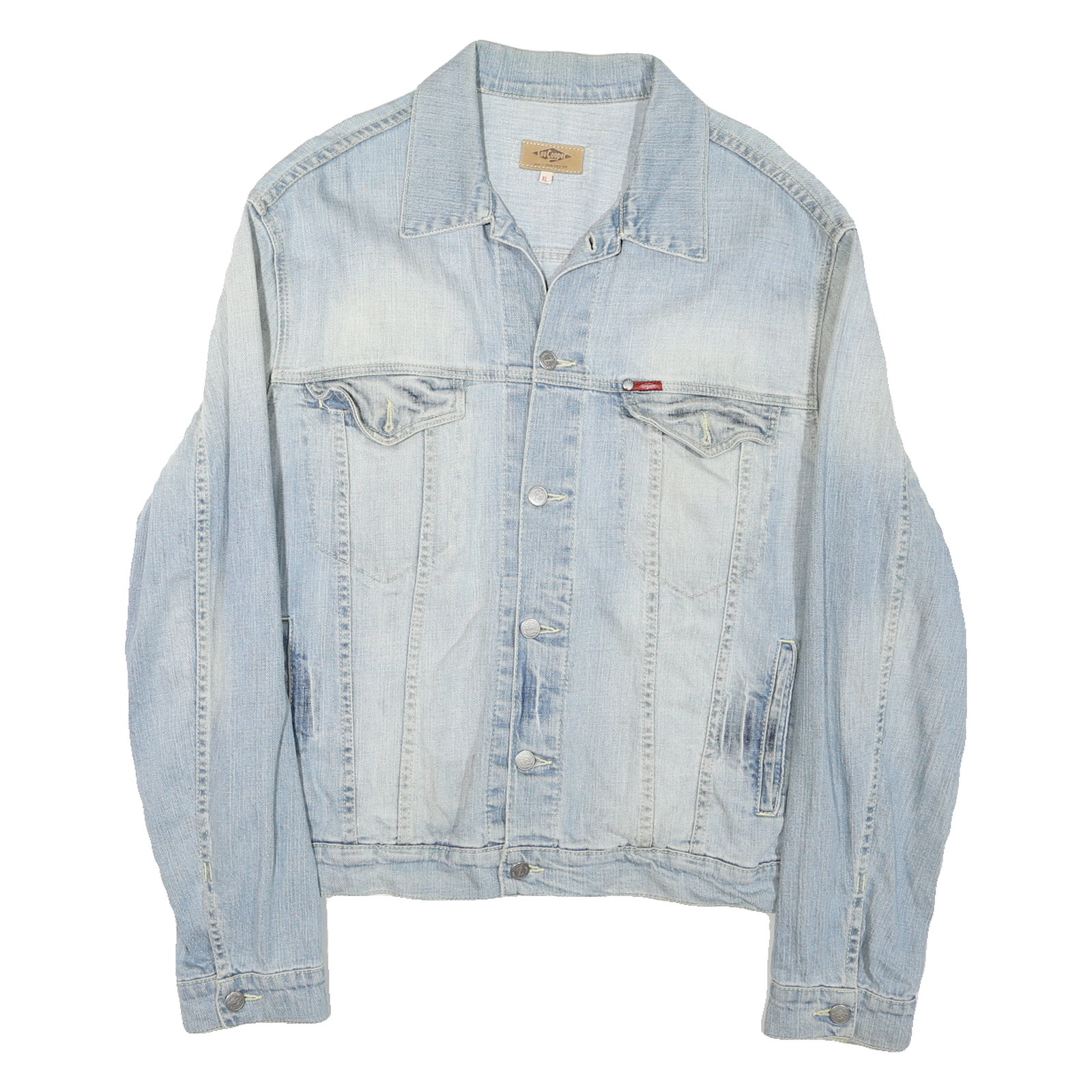 LEE Mens Blue Denim Jacket XL Cotton Classic Button Closure Casual Vintage Refurbished - N/A refurbished available on Cerqular
