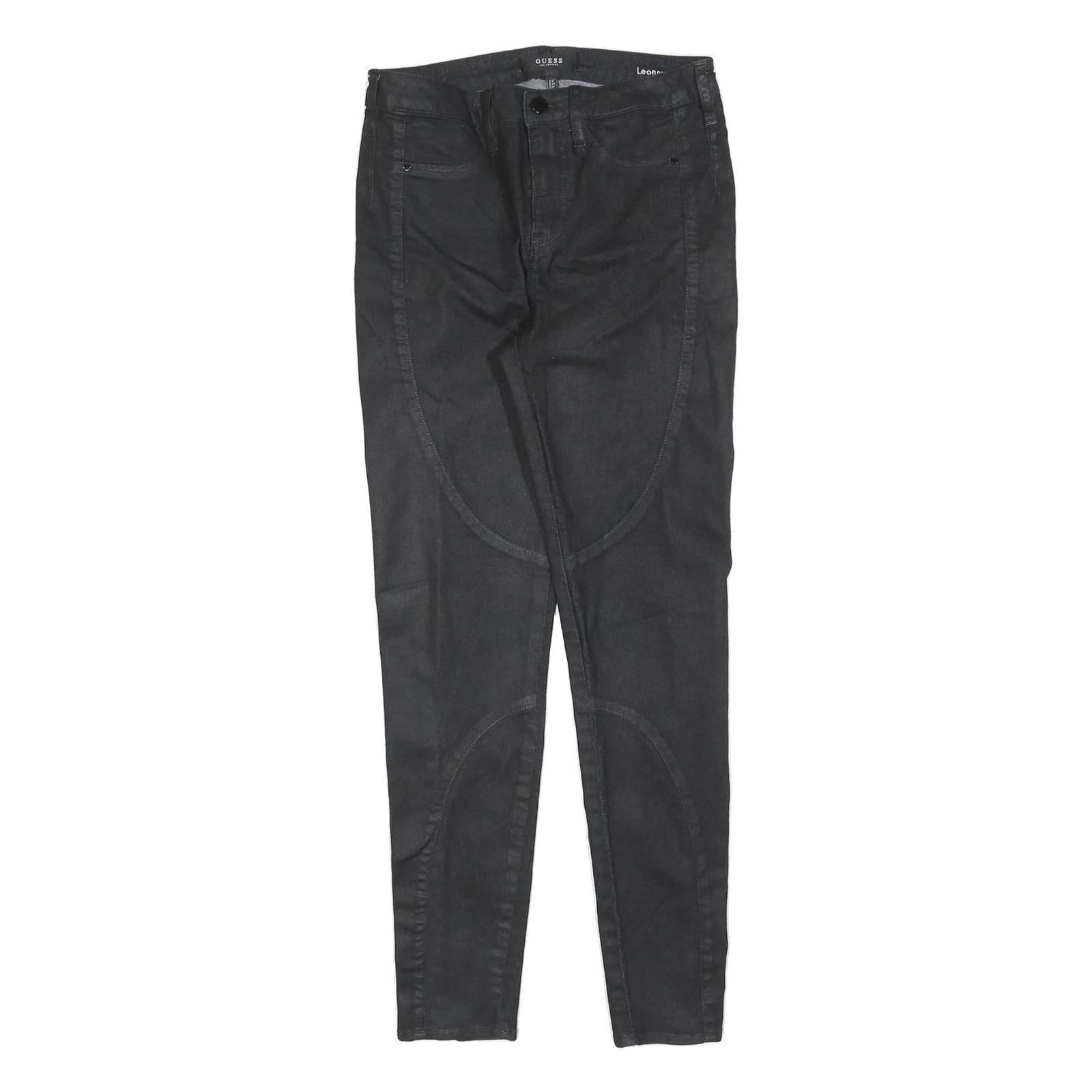GUESS Womens Cotton Blend Black Slim Slim Leg Trousers W28 L30 Stylish Zip Refurbished - N/A refurbished available on Cerqular