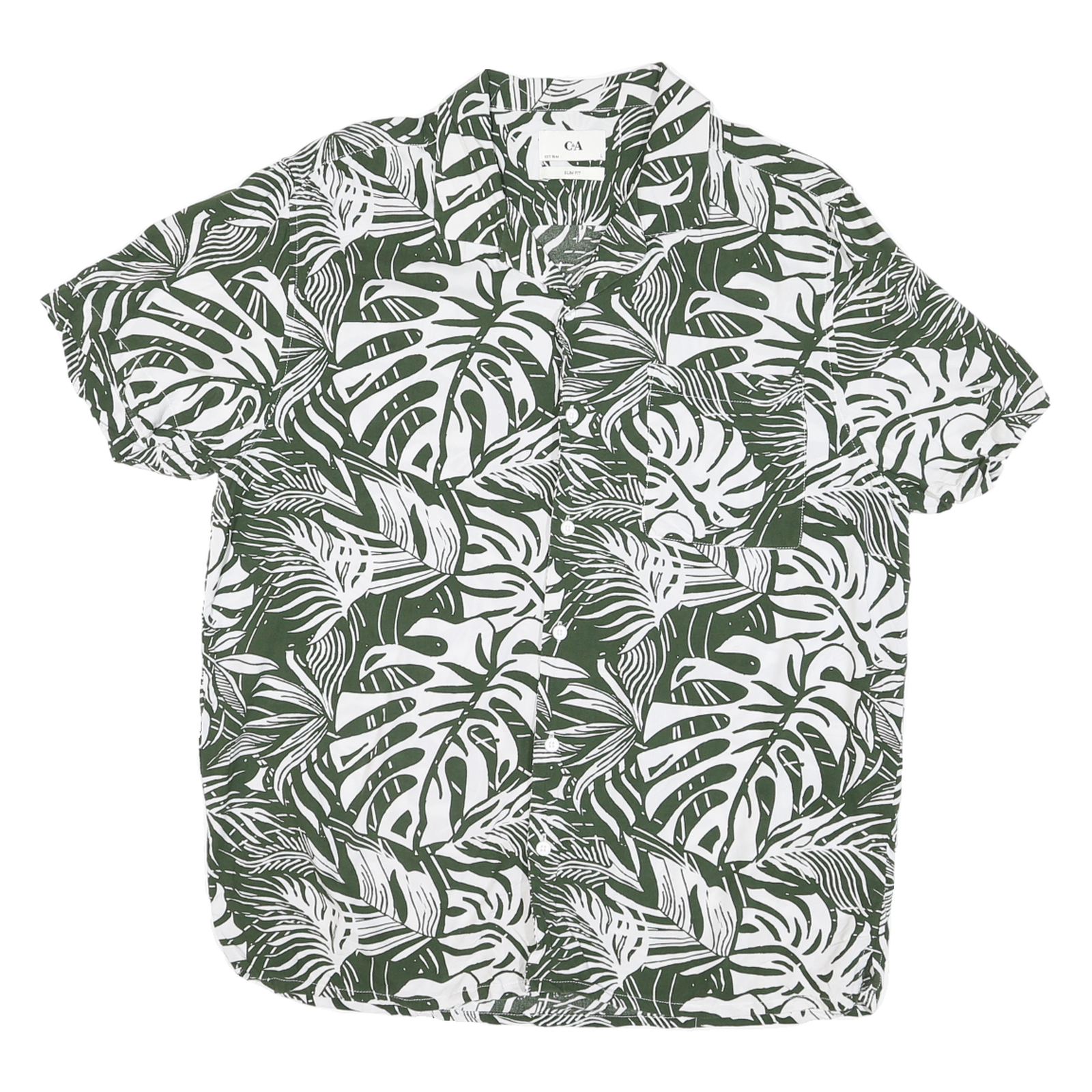 Buy C&A Mens Green & White Leaf Print Shirt L Slim Fit Summer Casual Polyester Refurbished - $15.59 C&A Mens Green & White Leaf Print Shirt L Slim Fit Summer Casual Polyester Refurbished - N/A refurbished available on Cerqular