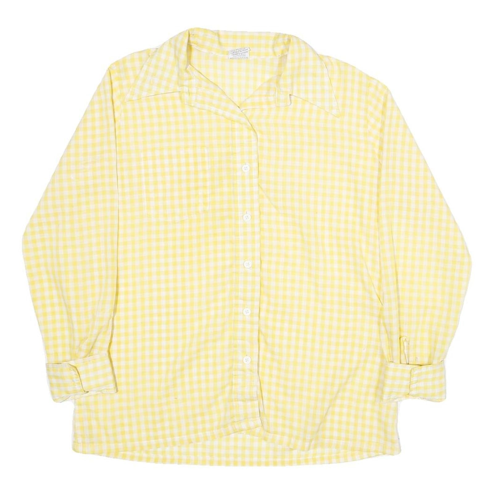 ROBBE Womens Yellow & White Check Shirt XS Light Cotton Blend Button-Up Refurbished - N/A refurbished available on Cerqular