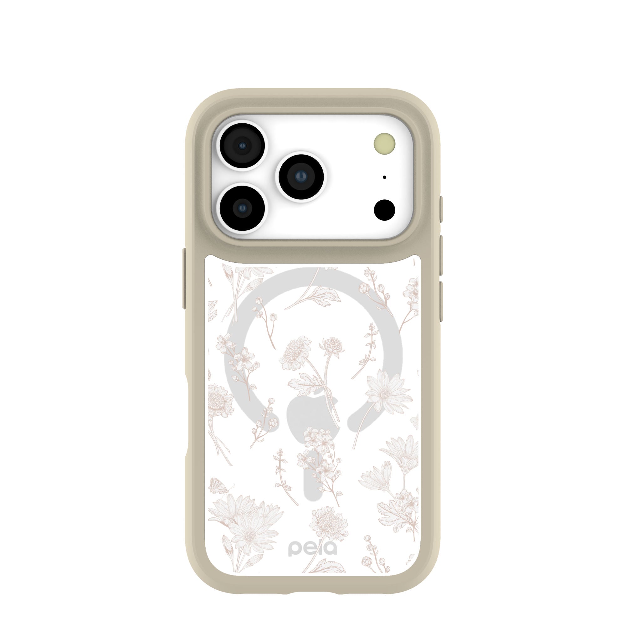 Clear Vanilla Flora iPhone 17 Pro Case With London Fog Ridge (MagSafe included) Refurbished - Pela Case refurbished available on Cerqular