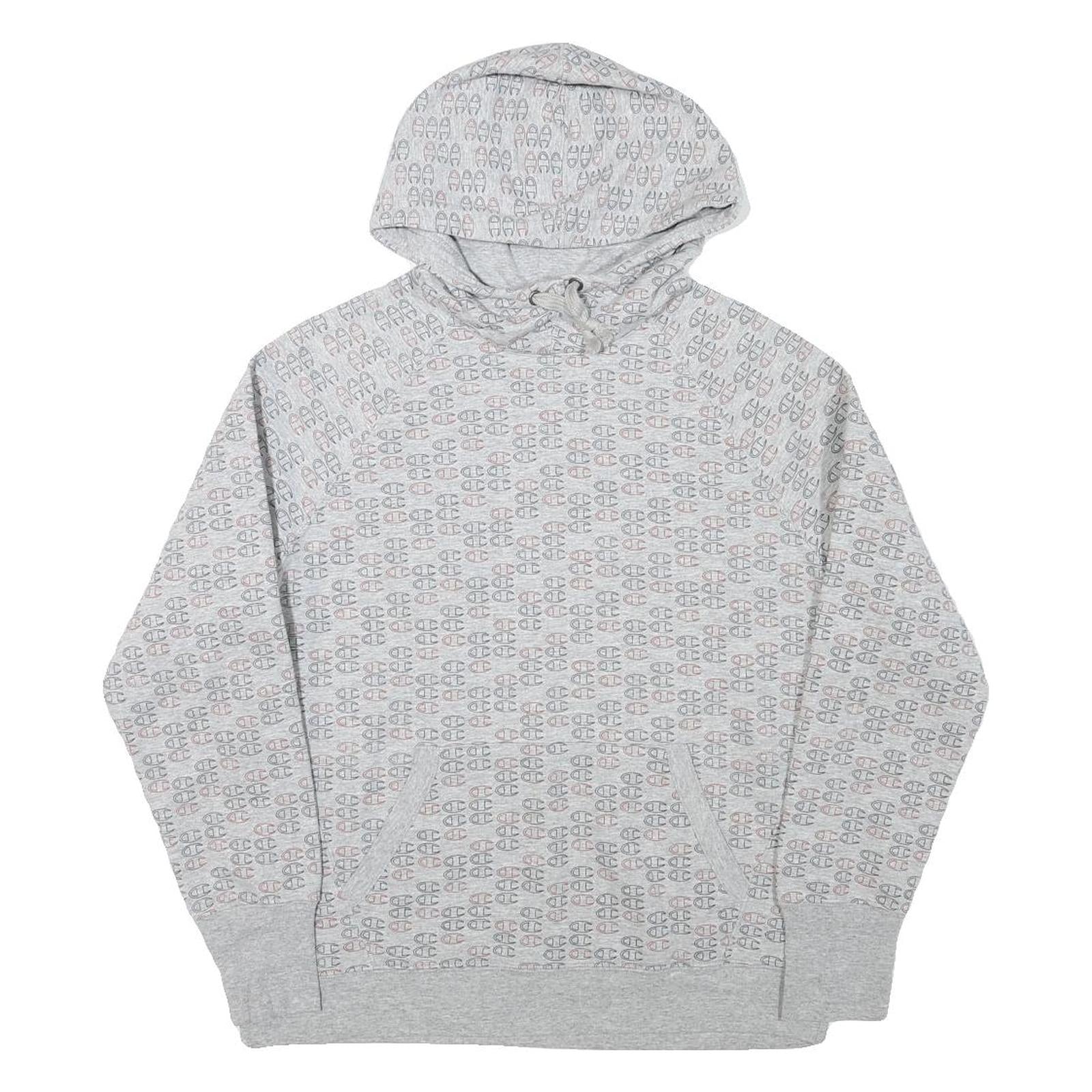 CHAMPION Mens Grey All Over Logo Print Pullover Hoodie M Casual Wear Refurbished - N/A refurbished available on Cerqular
