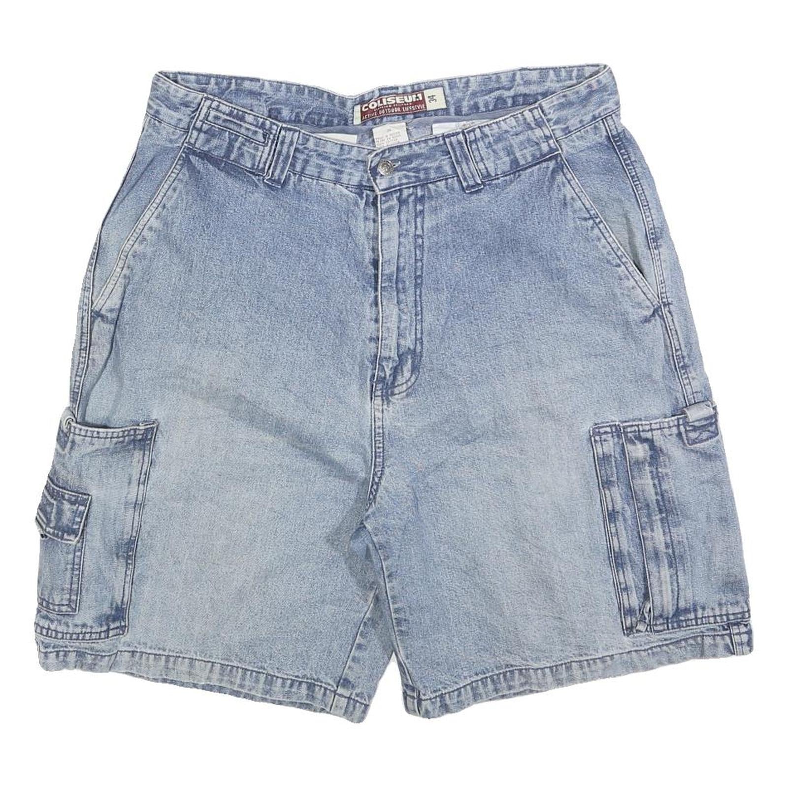 COLISEUM Mens Denim Blue Cargo Shorts M W34 Casual Cotton Blend Pocketed Refurbished - N/A refurbished available on Cerqular