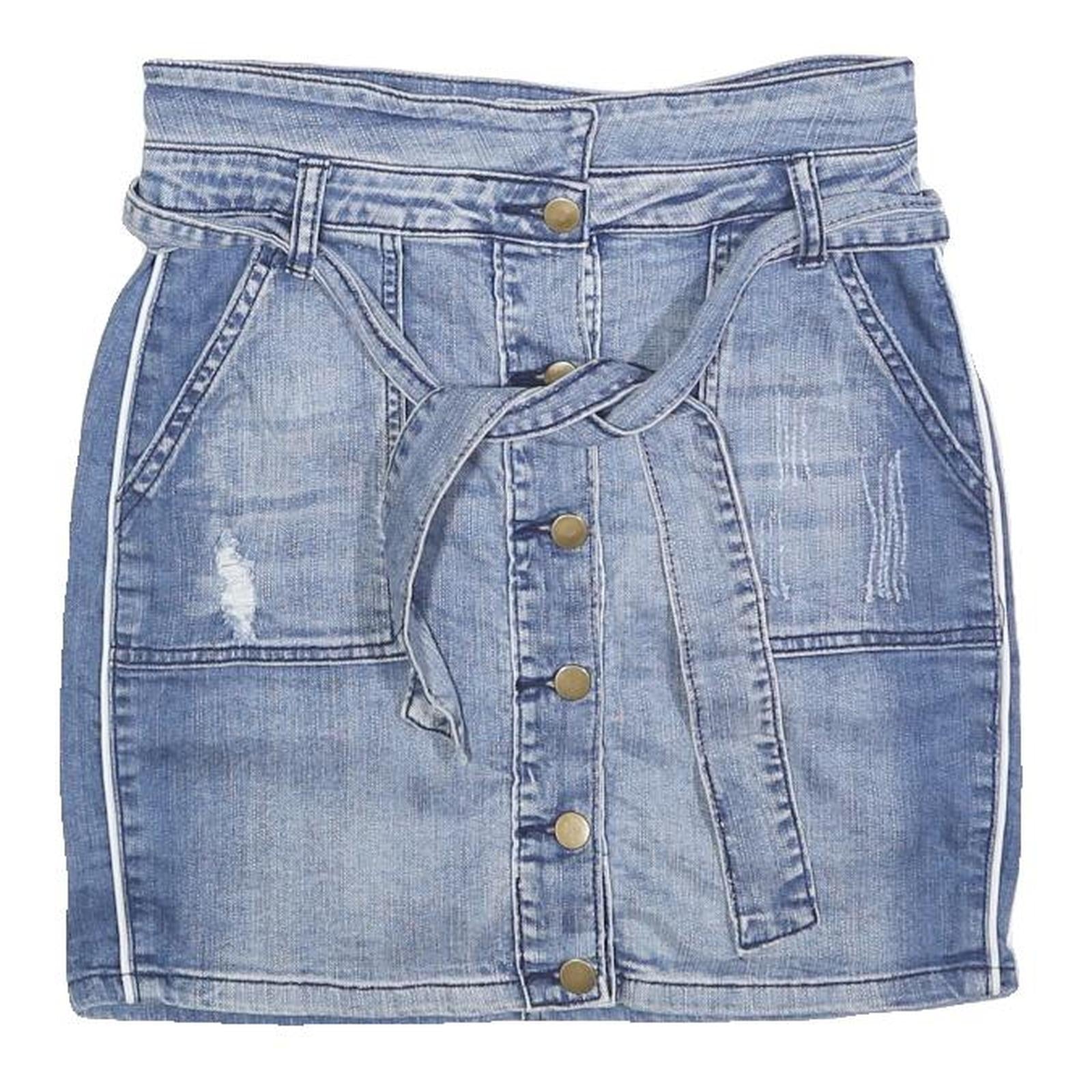 VINTAGE HAVANA Womens Blue Denim Mini Skirt Cotton Blend Distressed S Refurbished - N/A refurbished available on Cerqular