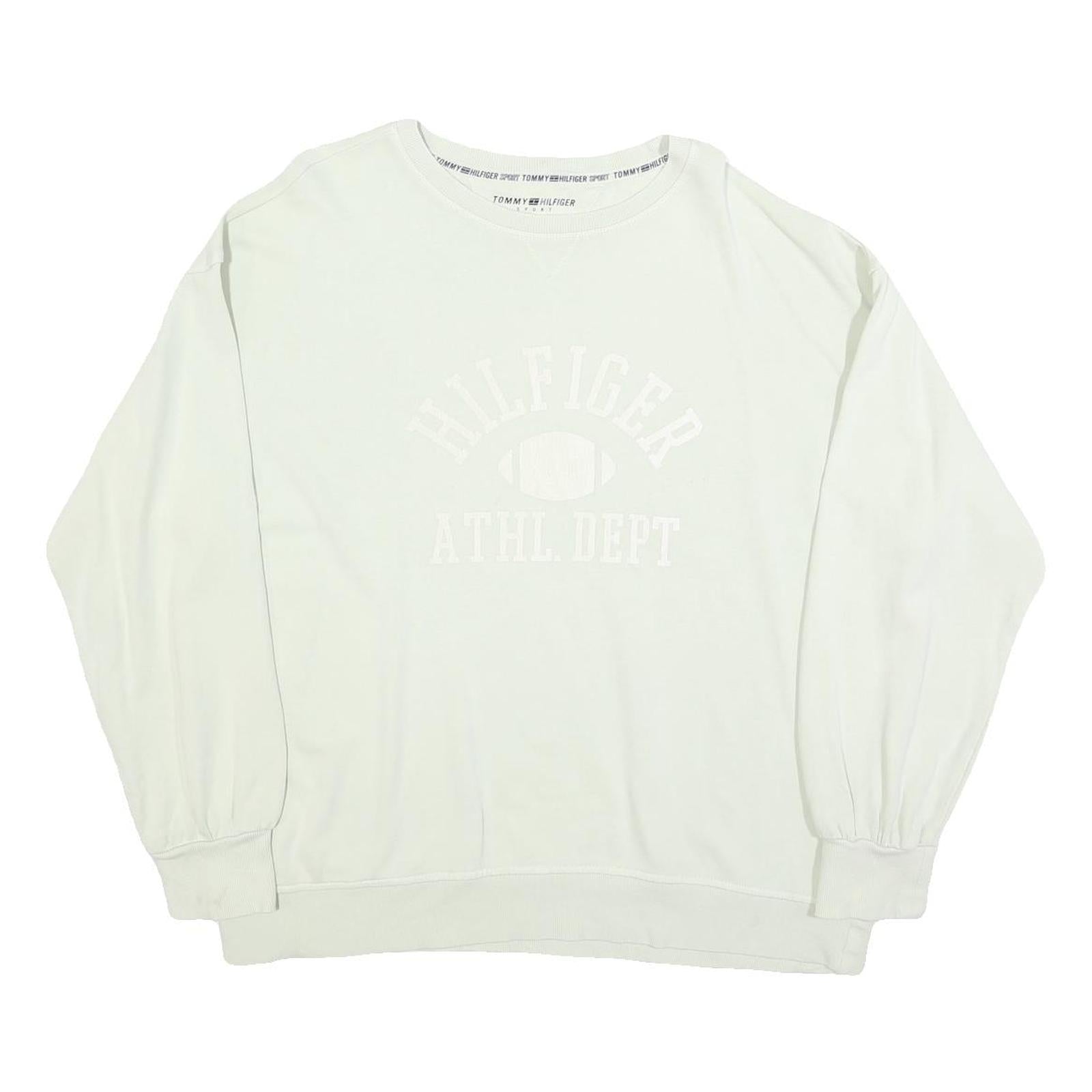 TOMMY HILFIGER Womens White Cotton Blend Crew Neck S Casual Pullover Sweatshirt Refurbished - N/A refurbished available on Cerqular