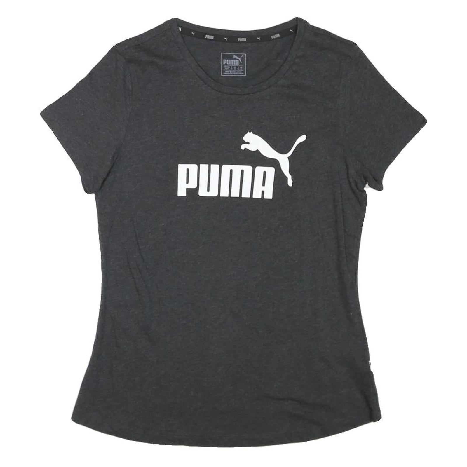 PUMA Womens Black Graphic T-Shirt UK 12 Short Sleeve Crew Neck Cotton Blend Refurbished - N/A refurbished available on Cerqular