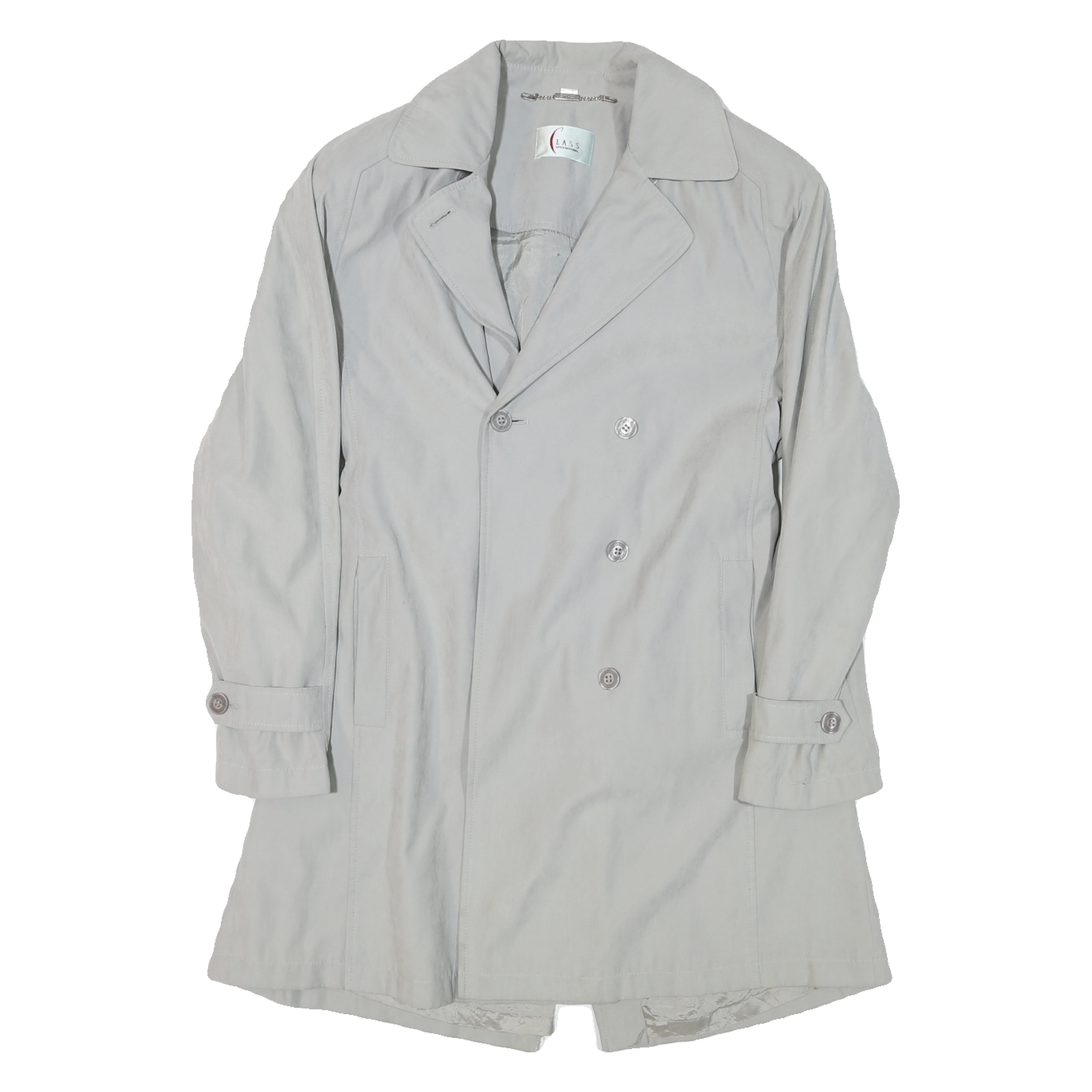 CLASS INTERNATIONAL Womens Grey Button Jacket M Polyester Blend Classic Trench Refurbished - N/A refurbished available on Cerqular