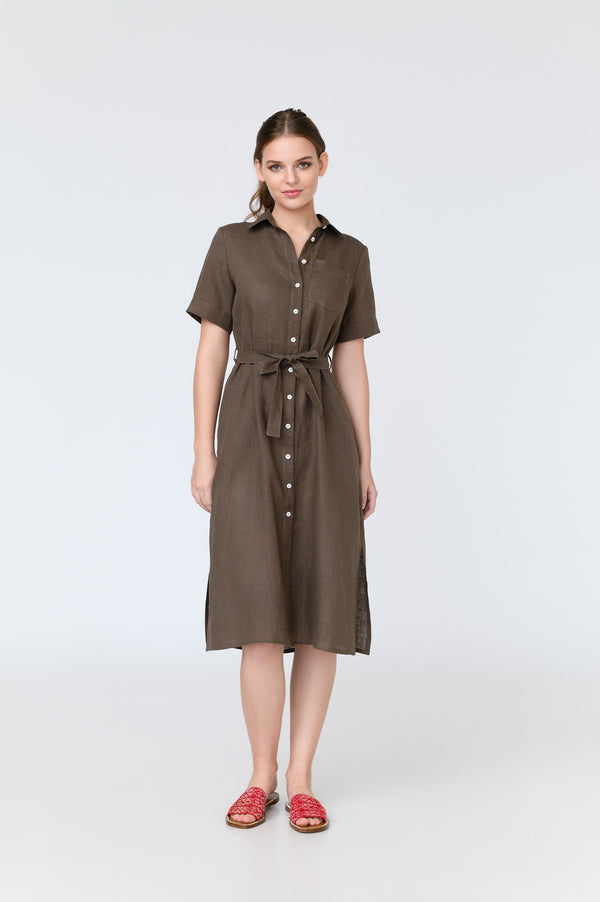 Charlotte - short sleeve linen midi shirt dress | Size: XS | Color: Corn Flower Blue Refurbished - N/A (I could not find a well-known brand with this name refurbished available on Cerqular