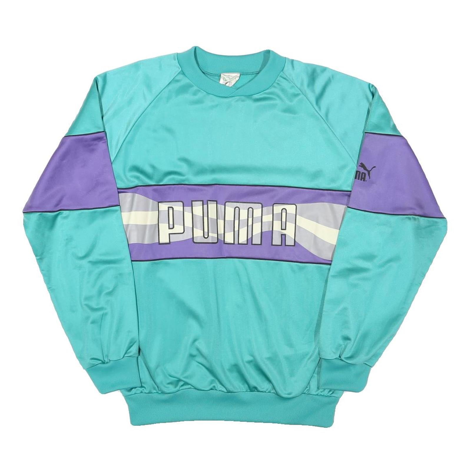 PUMA Womens Turquoise & Purple Sweatshirt Crew Neck L Retro Logo Refurbished - N/A refurbished available on Cerqular