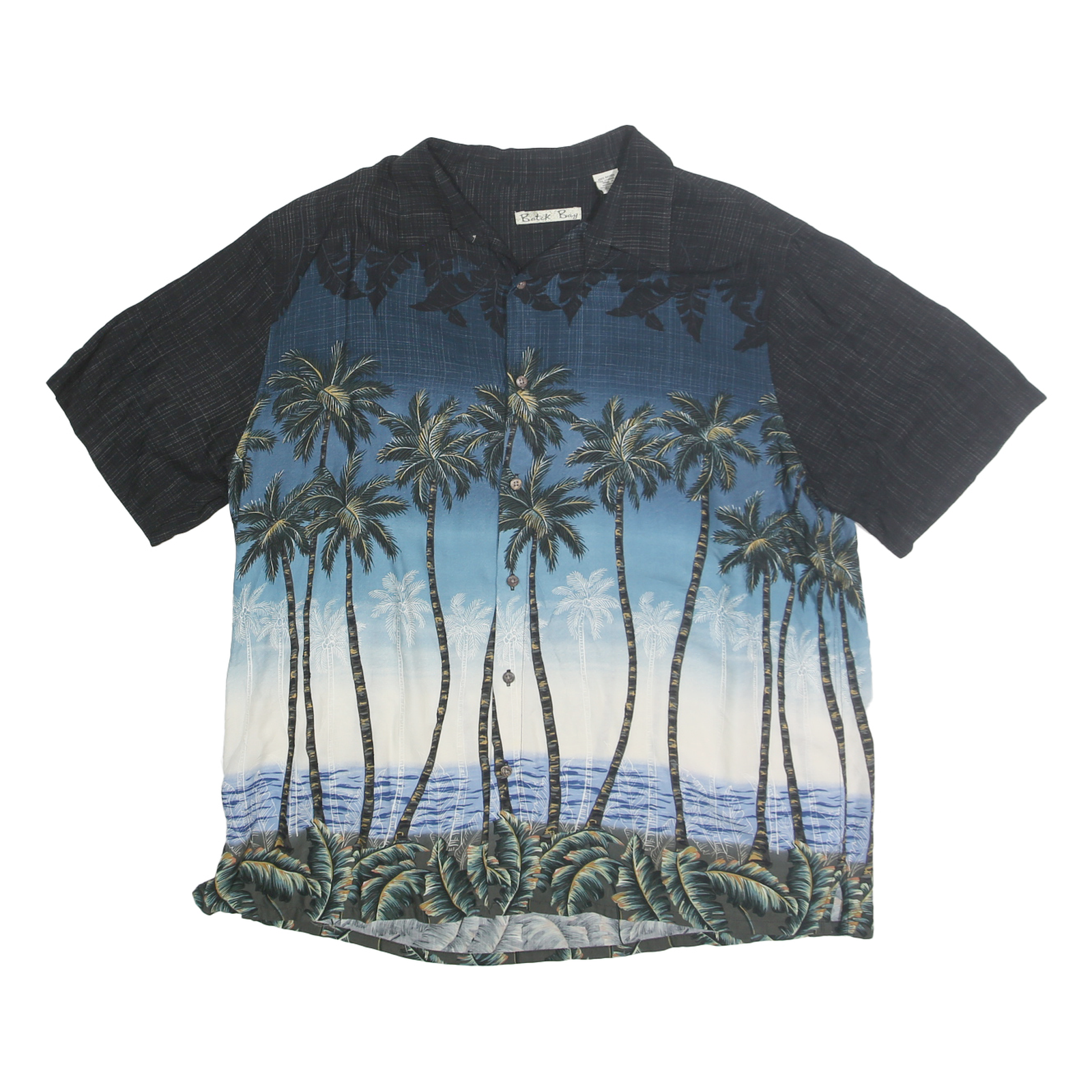 BATIK BAY Mens Black & Blue Hawaiian Rayon Shirt XL Tropical Palm Print Summer Refurbished - N/A refurbished available on Cerqular
