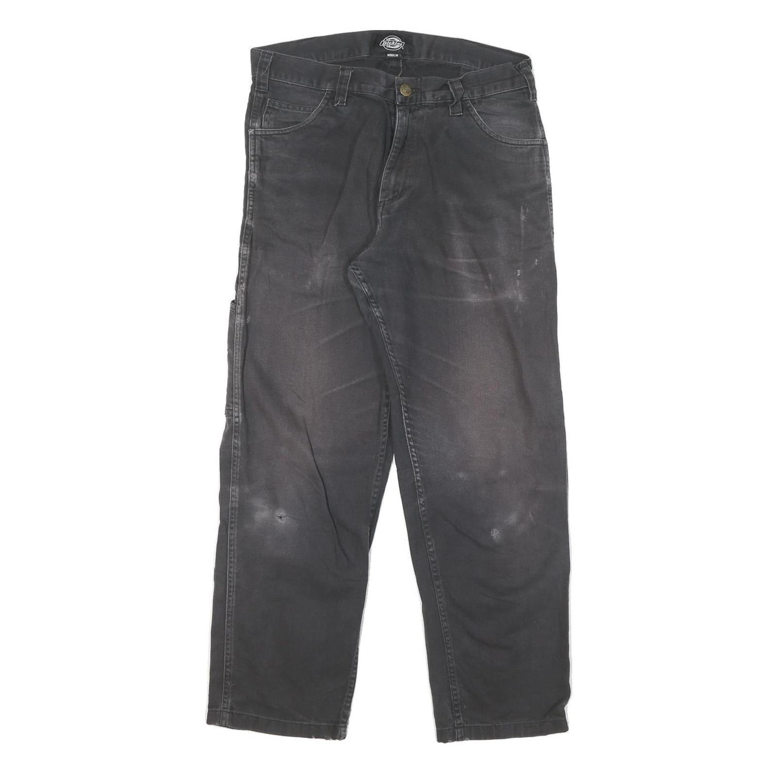 DICKIES Mens Black Cotton Blend Canvas Workwear Trousers W30 L27 Regular Fit Refurbished - N/A refurbished available on Cerqular