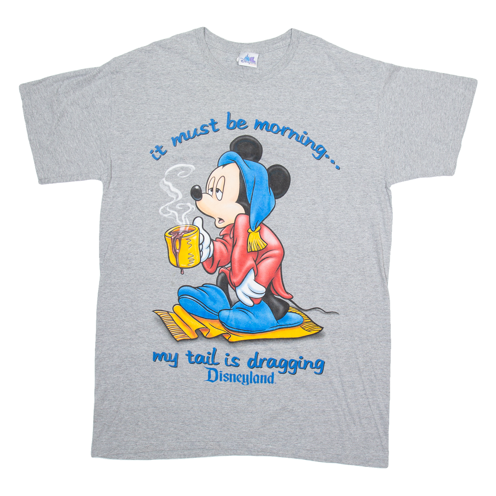 DISNEY Mickey Mouse It Must Be Morning My Tail Is Dragging Mens T-Shirt Grey ONE SIZE Refurbished - N/A refurbished available on Cerqular