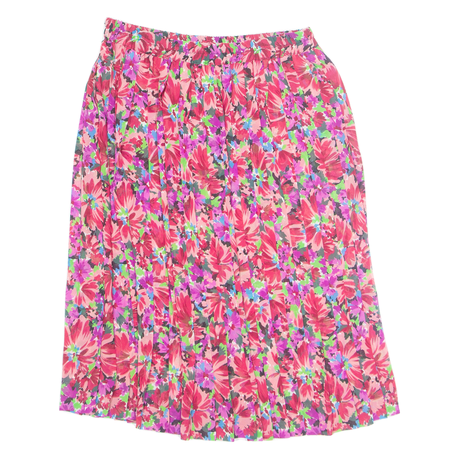 Womens Pleated Skirt Red Knee Length Floral M Refurbished - N/A refurbished available on Cerqular